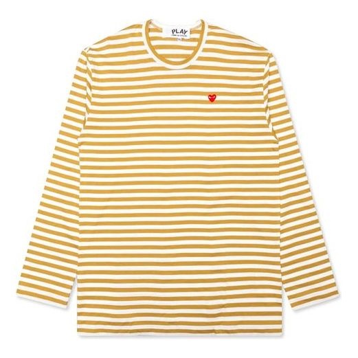 COMME des GARCONS PLAY Striped Mini Logo Long Sleeves Tee 'Yellow White' AZ-T218-051-5 - 1