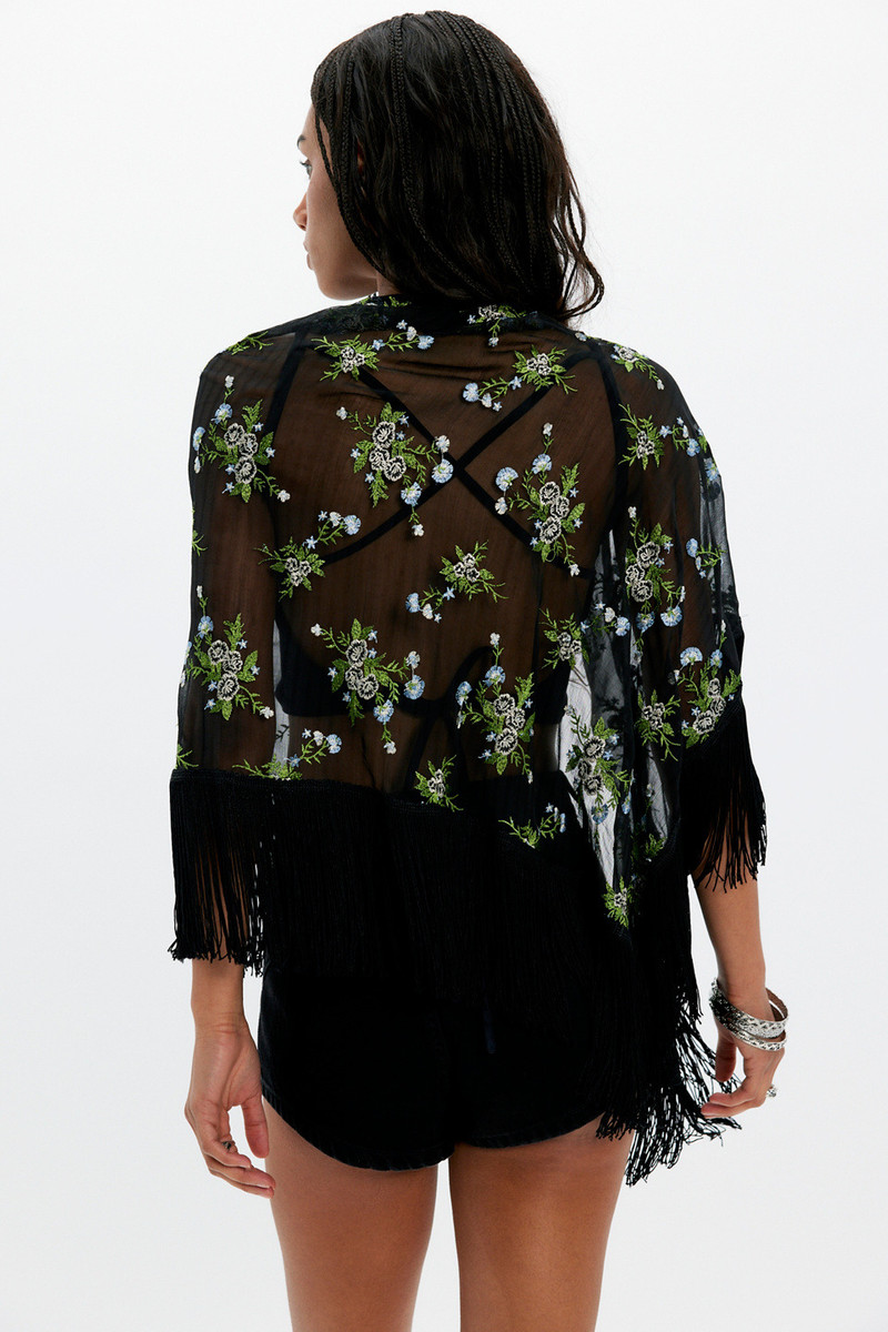 ANNA SUI Anna Sui Bluebell Embroidered Shawl outlook