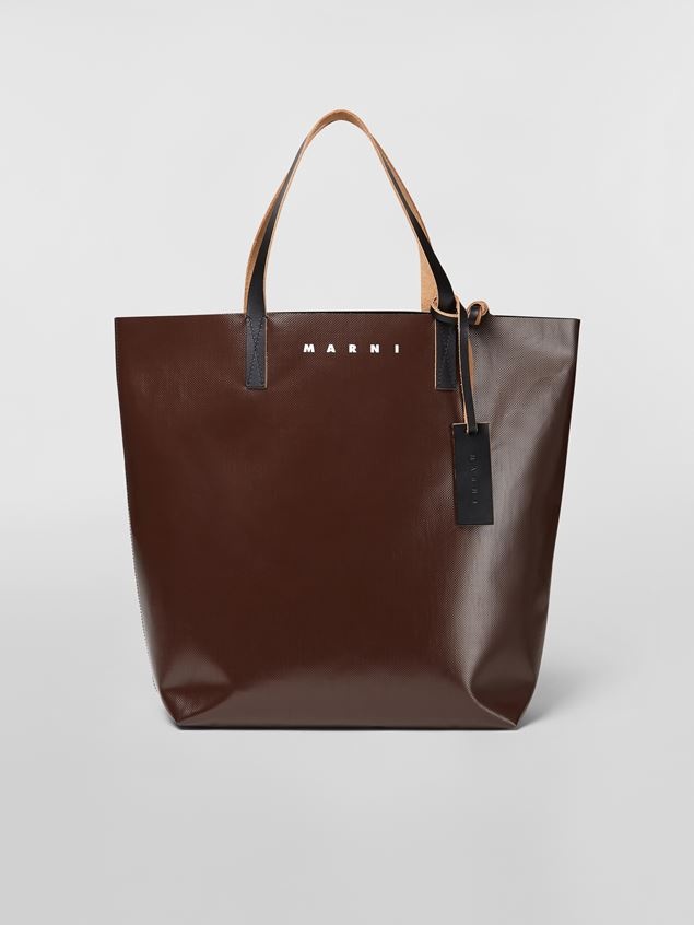 TRIBECA SHOPPING BAG IN BROWN AND BLACK PVC - 1