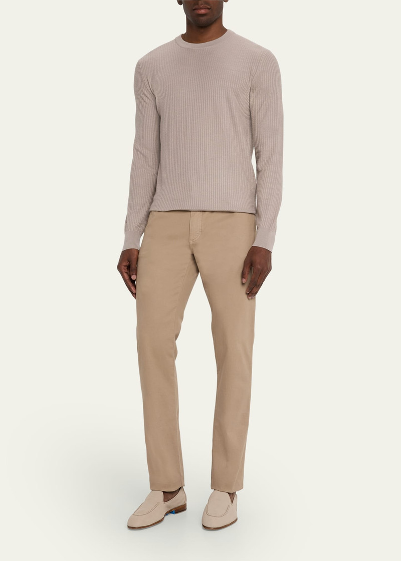 Brioni Men's Cashmere and Silk Jacquard Stripe Crewneck Sweater outlook