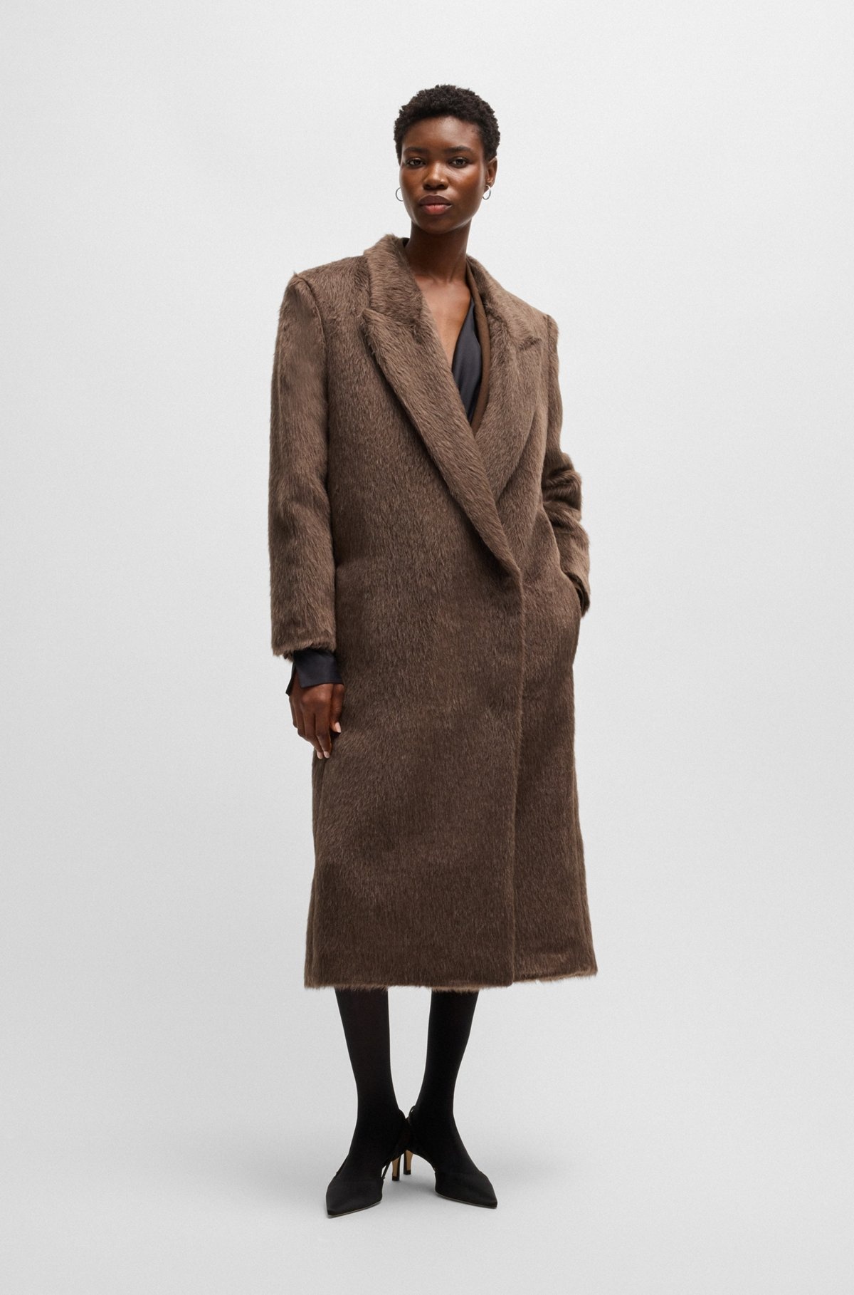 LONG-LENGTH COAT IN ALPACA AND WOOL - 2