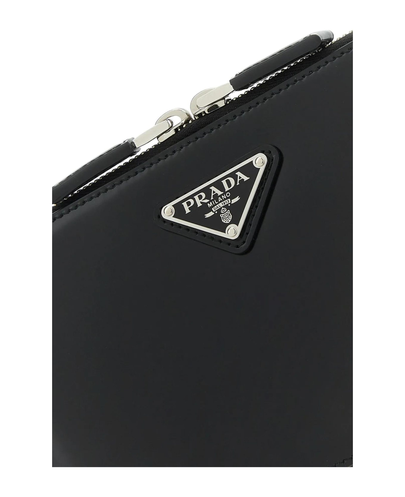 Black Leather Brique Crossbody Bag - 5