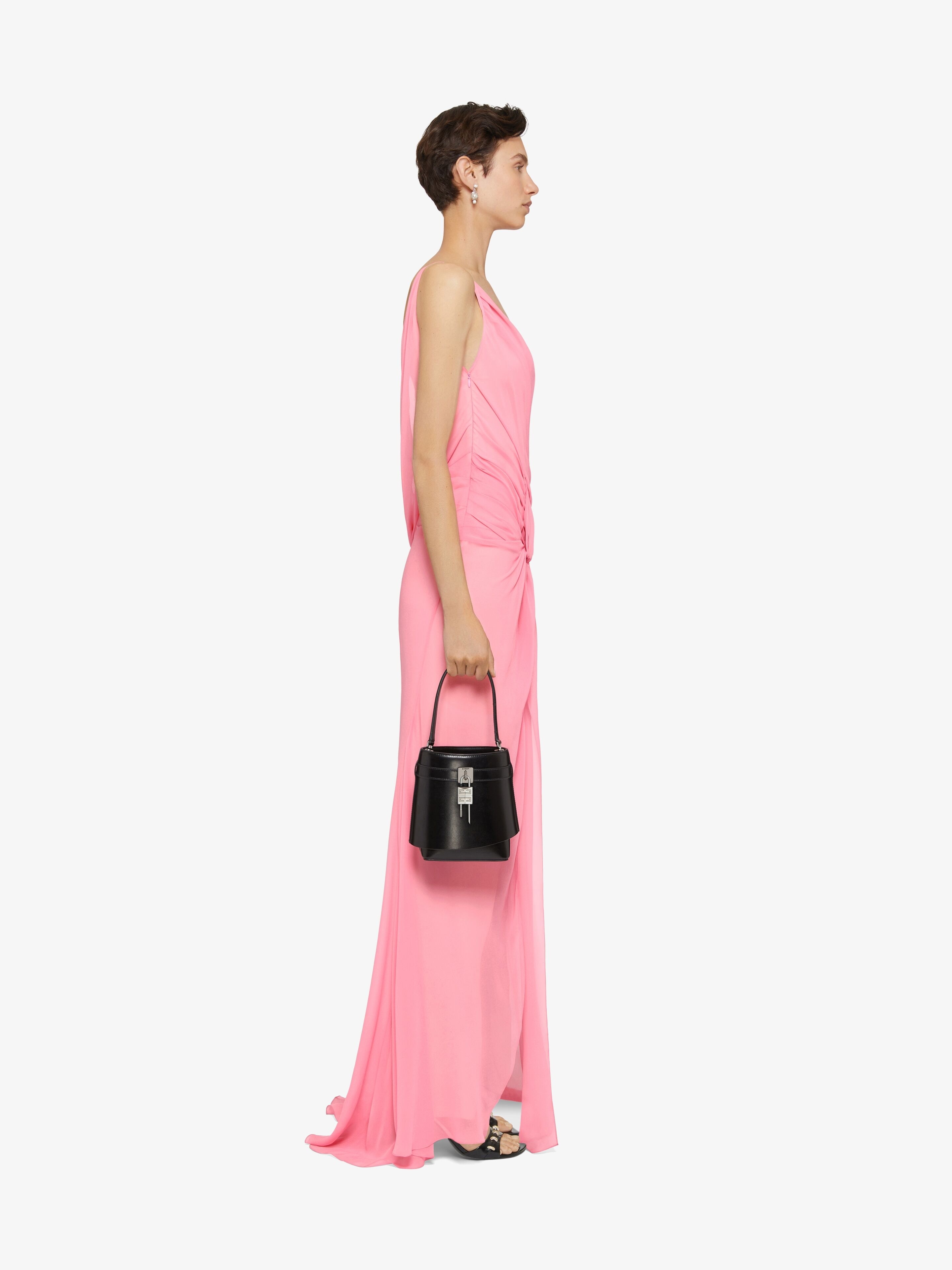 EVENING DRAPED DRESS IN SILK WITH CHAINS - 3