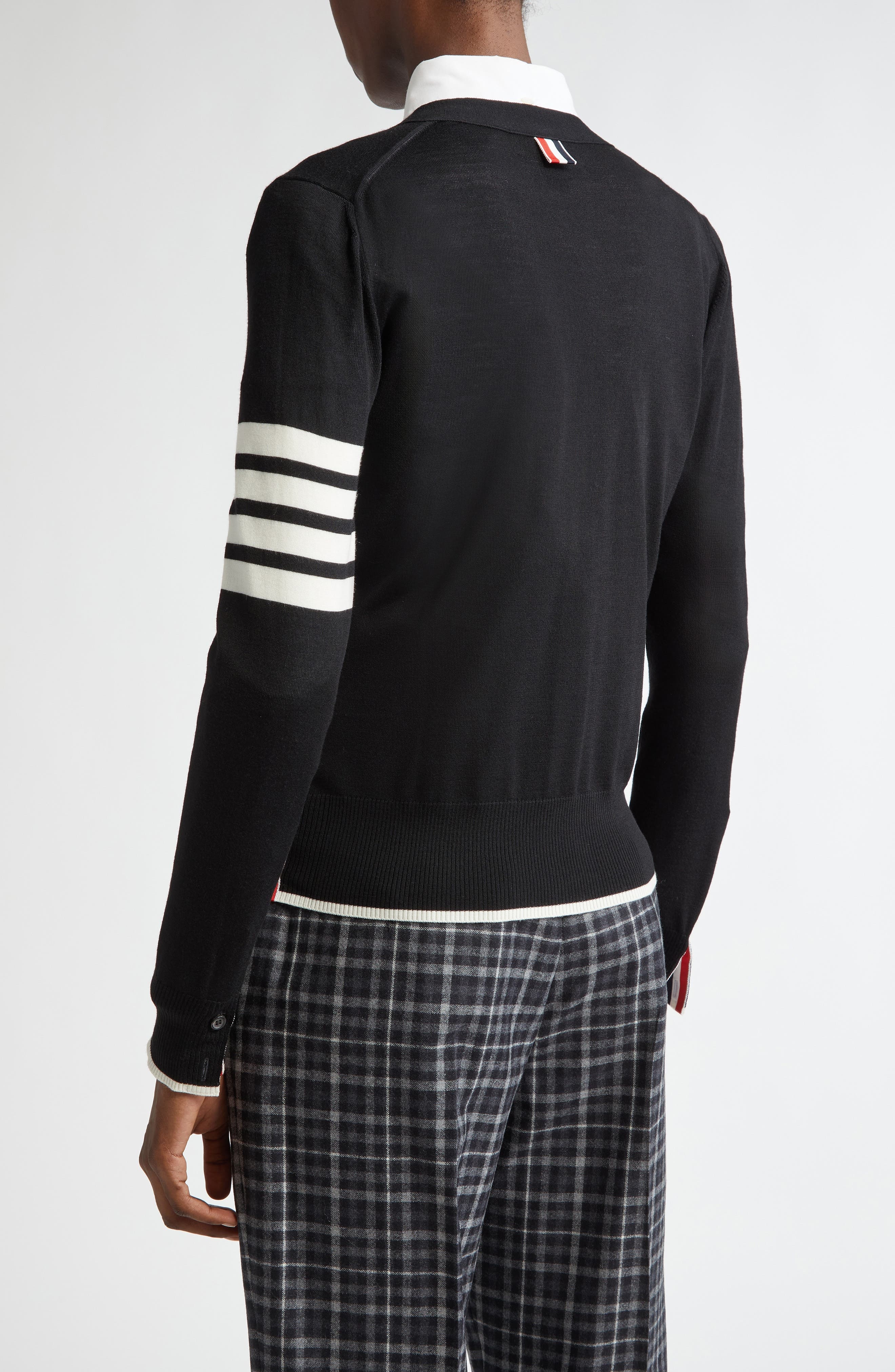 Thom Browne 4-Bar Virgin Wool Cardigan in Black at Nordstrom - 3
