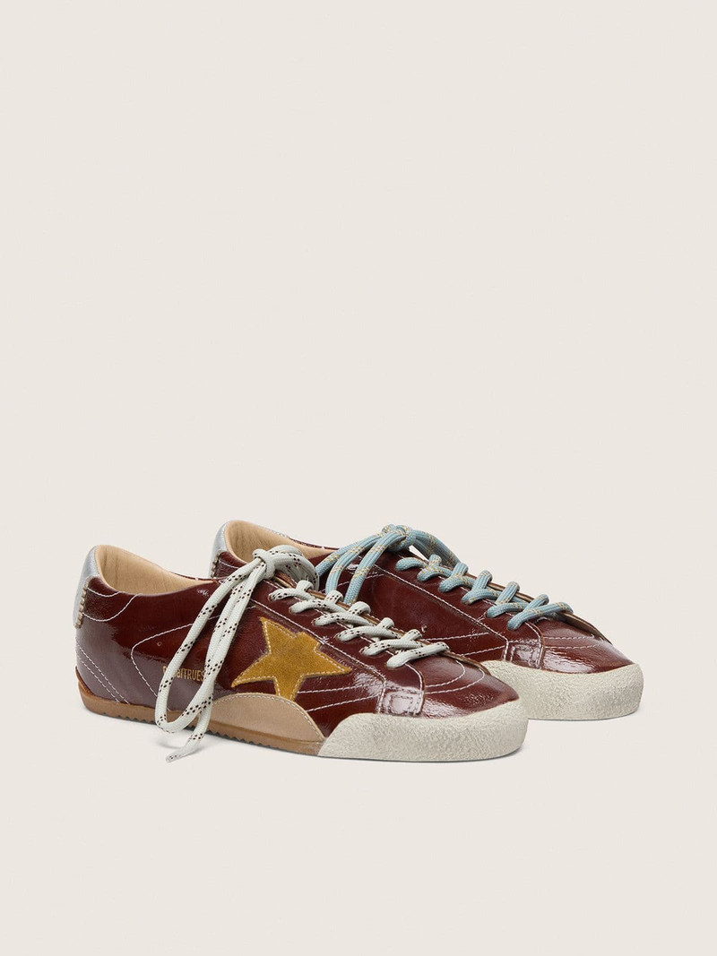 Golden Goose Women's True-Star in burgundy naplak with suede star and silver nappa heel tab outlook