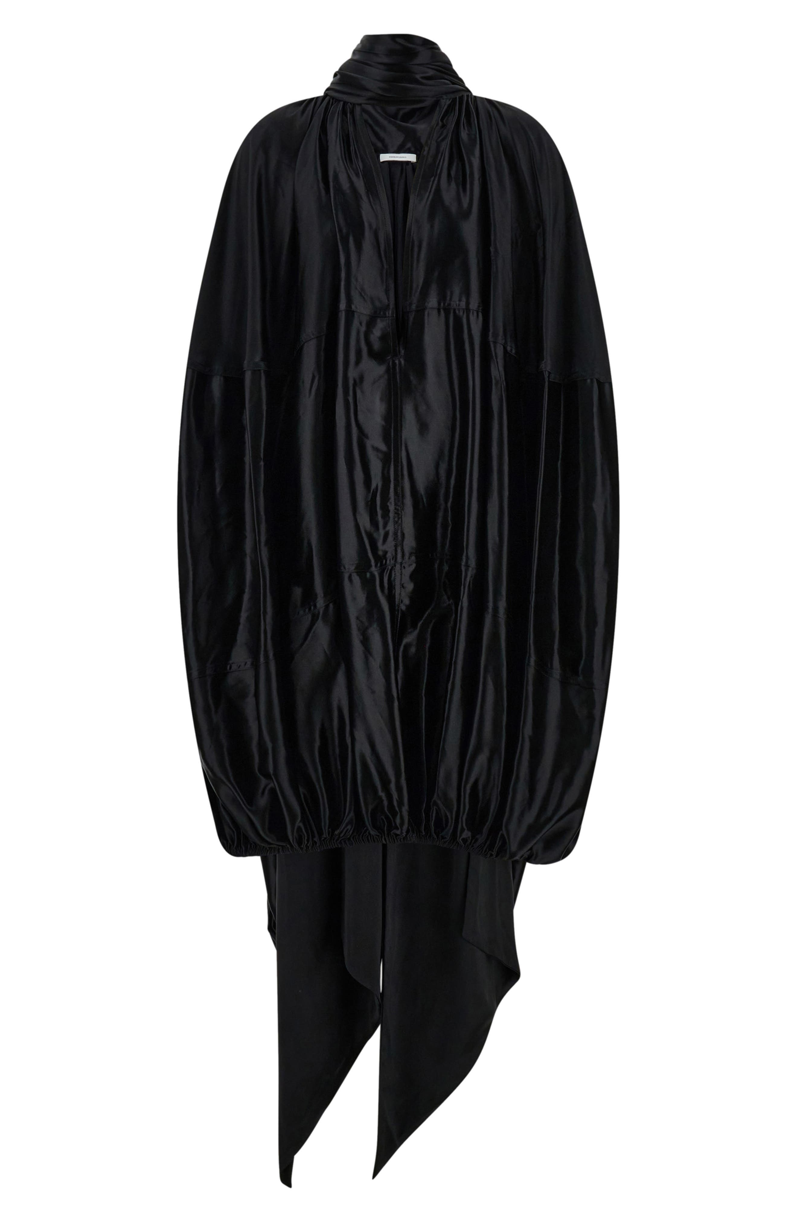 FERRAGAMO Draped Silk Dress in Nero at Nordstrom - 4