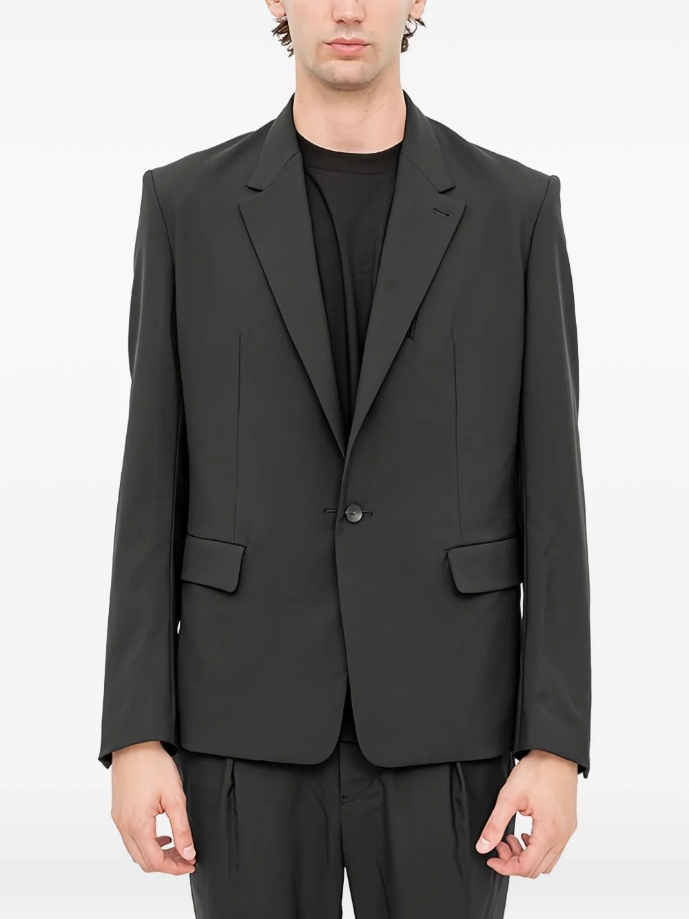 wool single-breasted blazer - 1