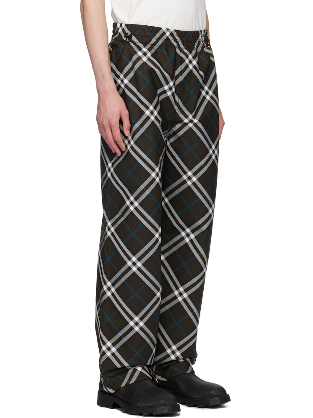 Khaki Check Track Pants - 2