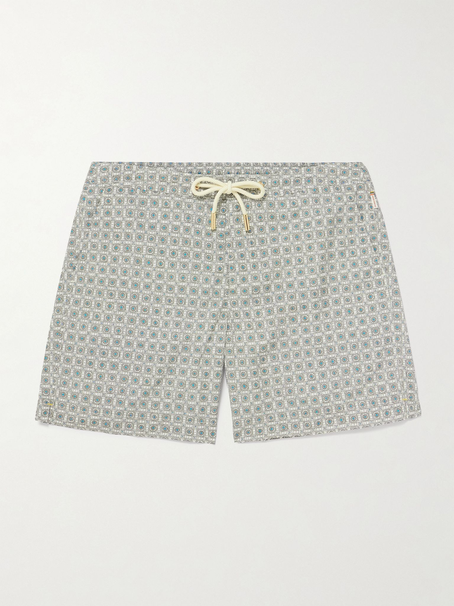 Bulldog Solstice Straight-Leg Long-Length Printed Recycled Swim Shorts Gray - 1