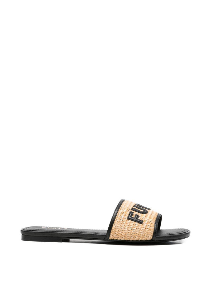 logo-lettering flat sandals 1