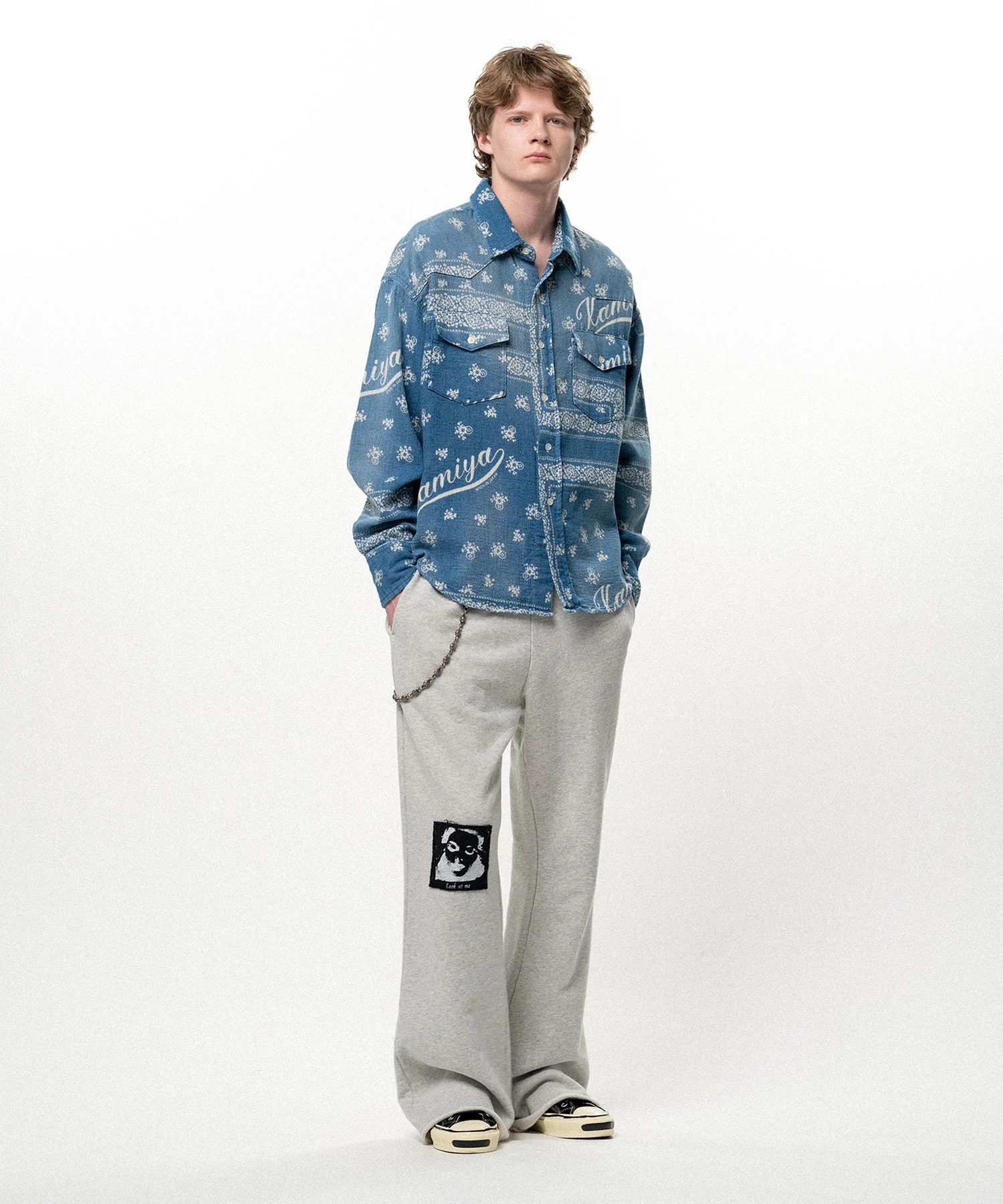 "Girl Patch" Bootcut Sweat Pants - 1