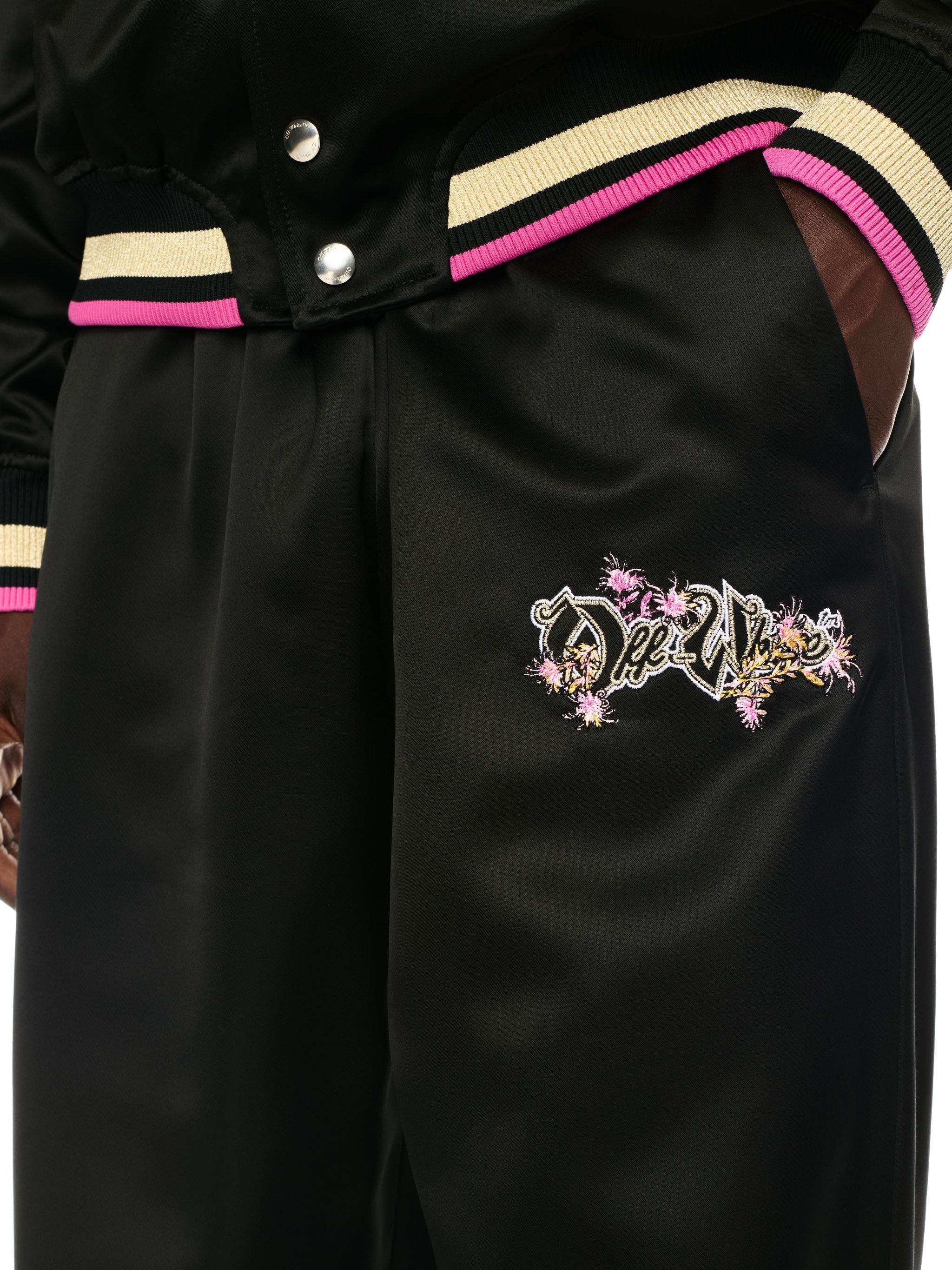 Black Eagle Diag Satin Joggers - 5
