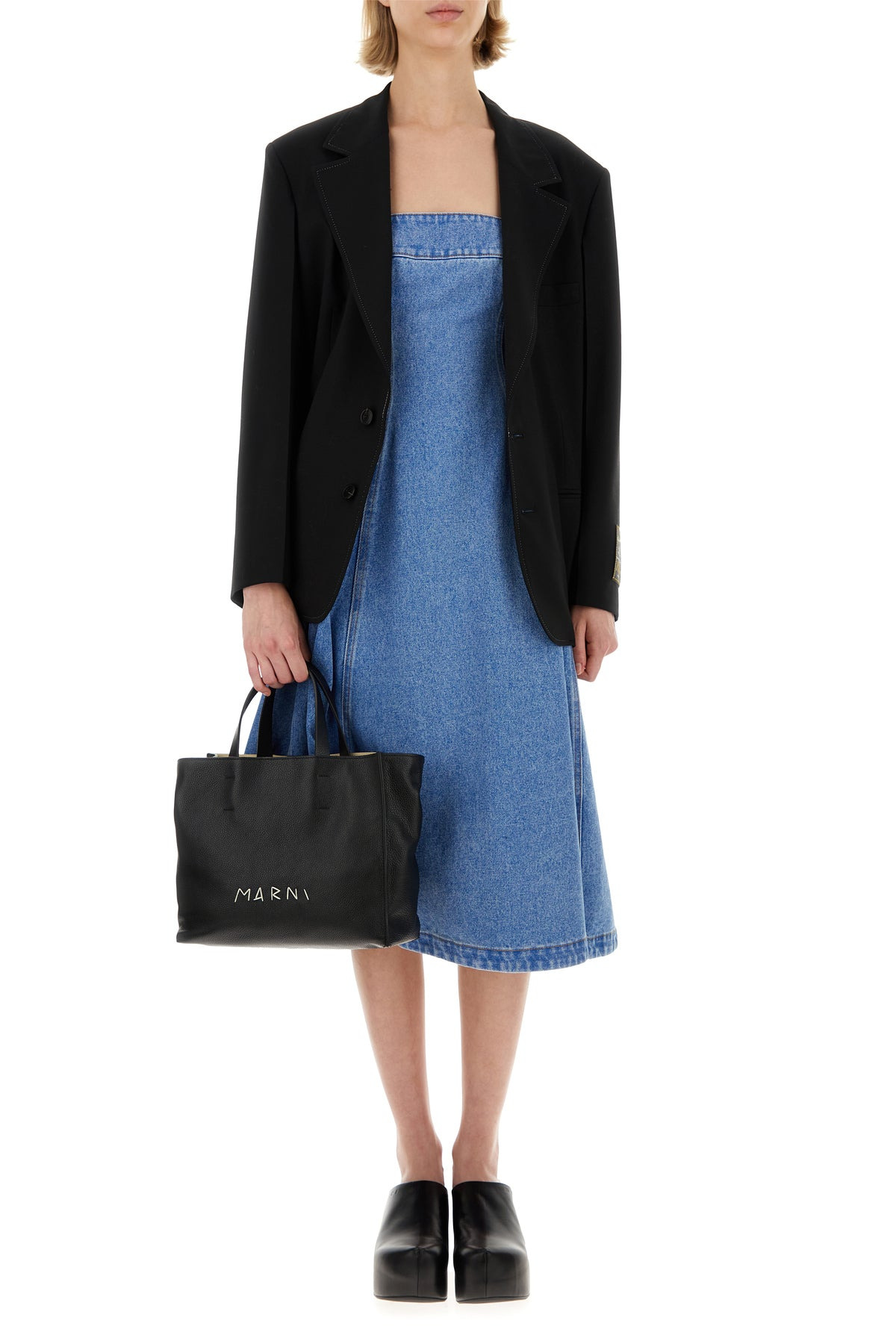 Black polyester stretch blazer - 6