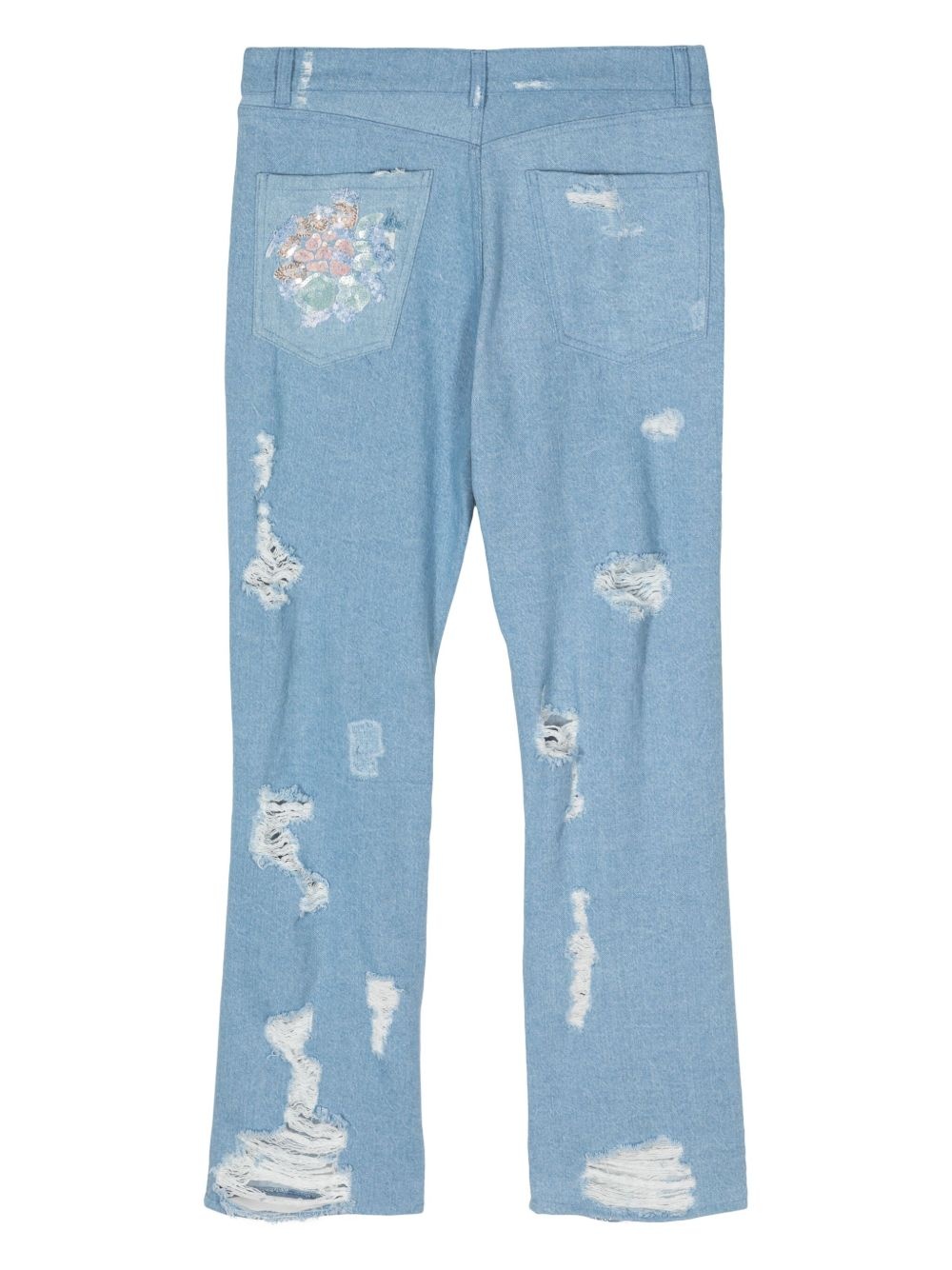 sequin-detail distressed jeans - 2
