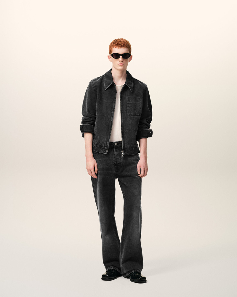 AMI Paris BLACK COTTON TONAL AMI DE COEUR ZIPPED JACKET outlook