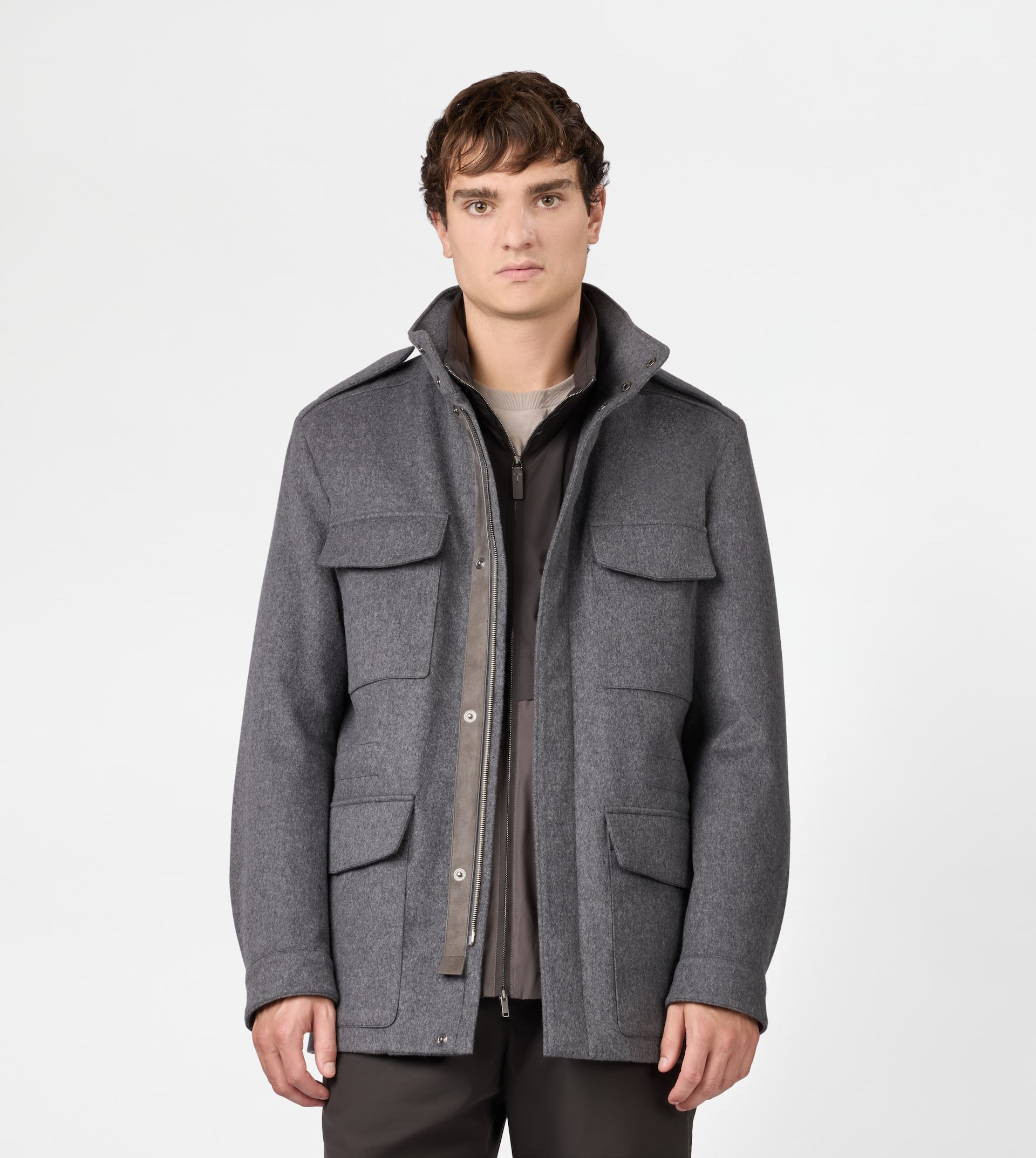 FIELD JACKET IN WOOL DRAP - GREY - 4
