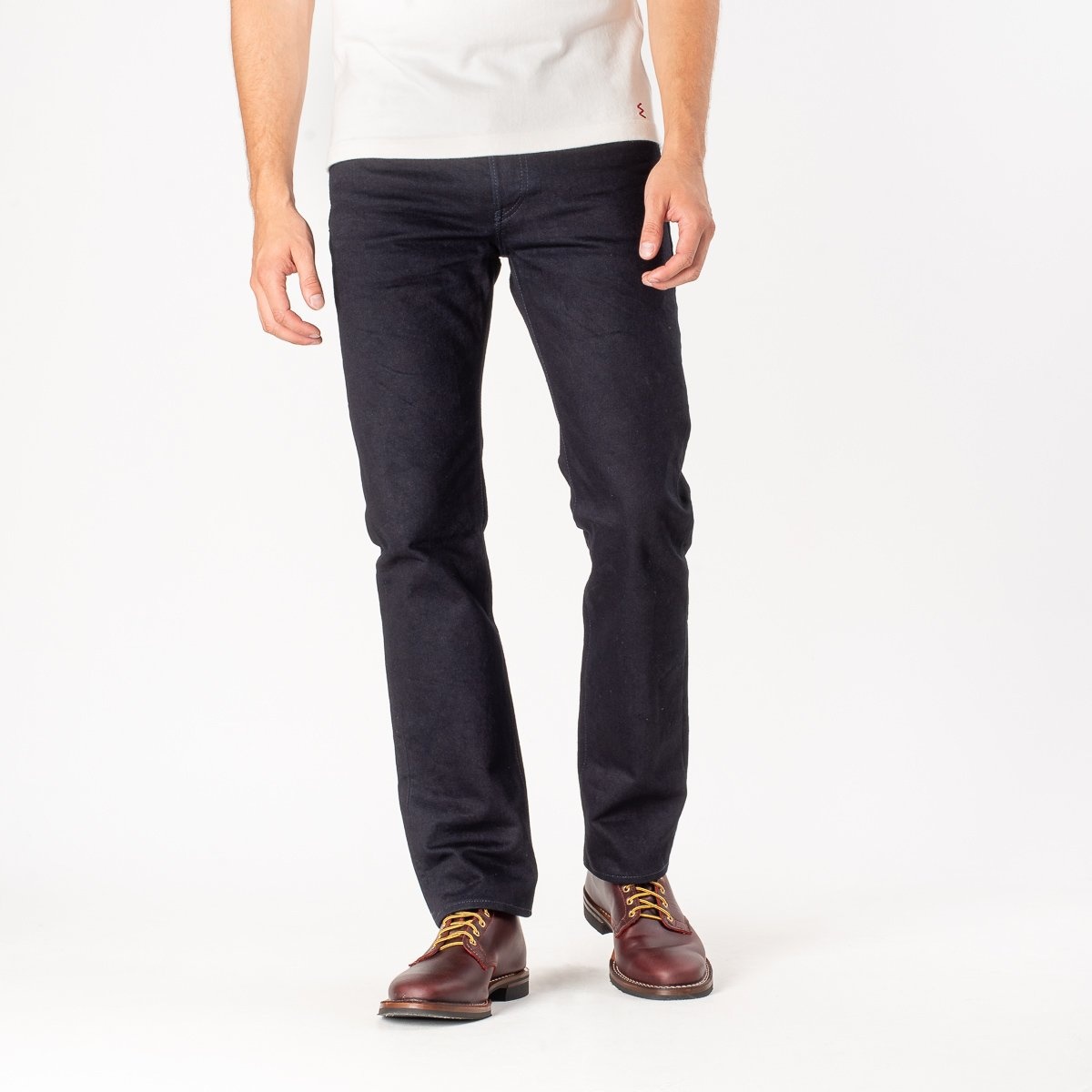 IH-666S-142ib 14oz Selvedge Denim Slim Straight Cut Jeans - Indigo/Black - 2