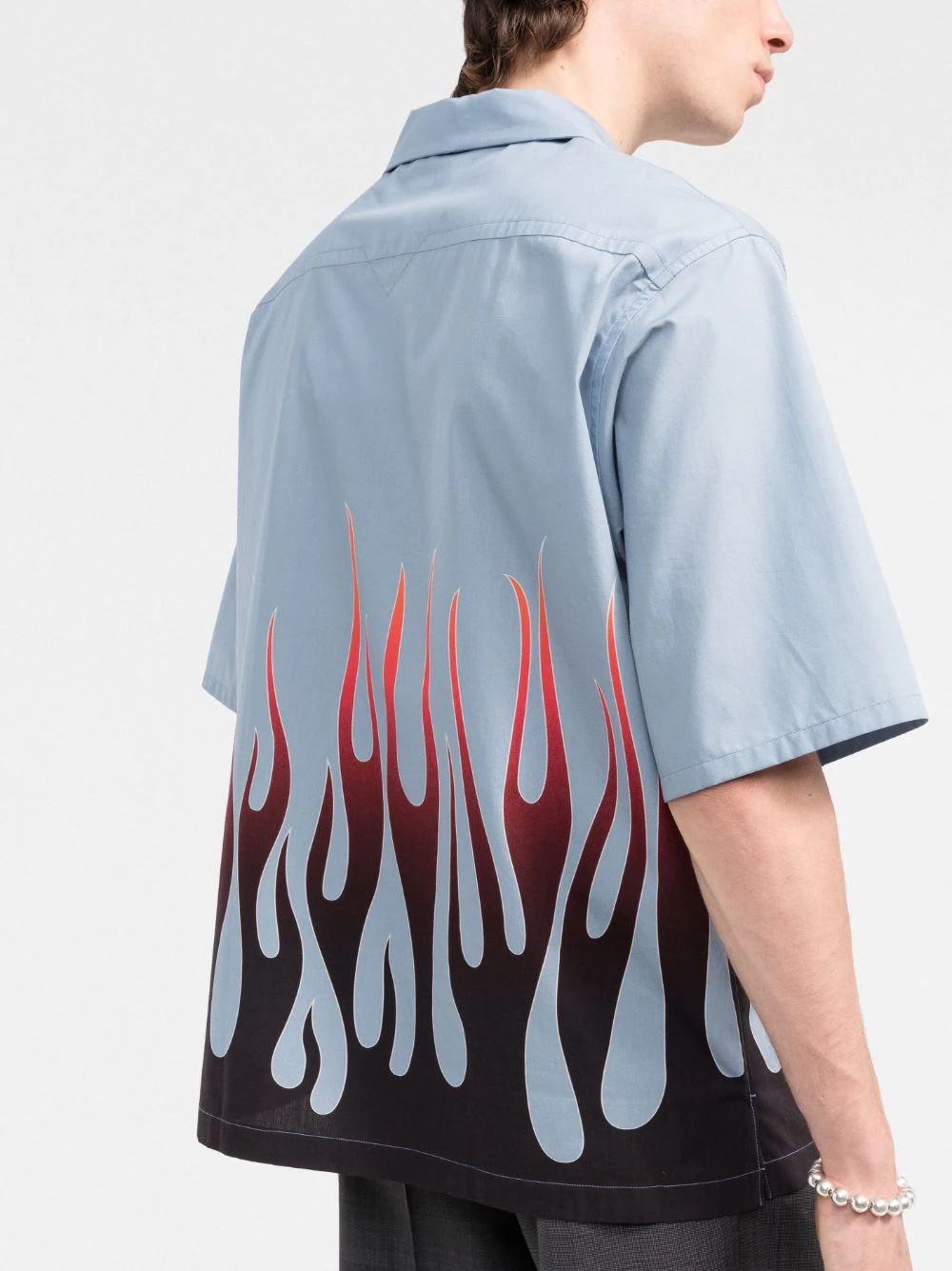 flame-print branded short-sleeve shirt - 3