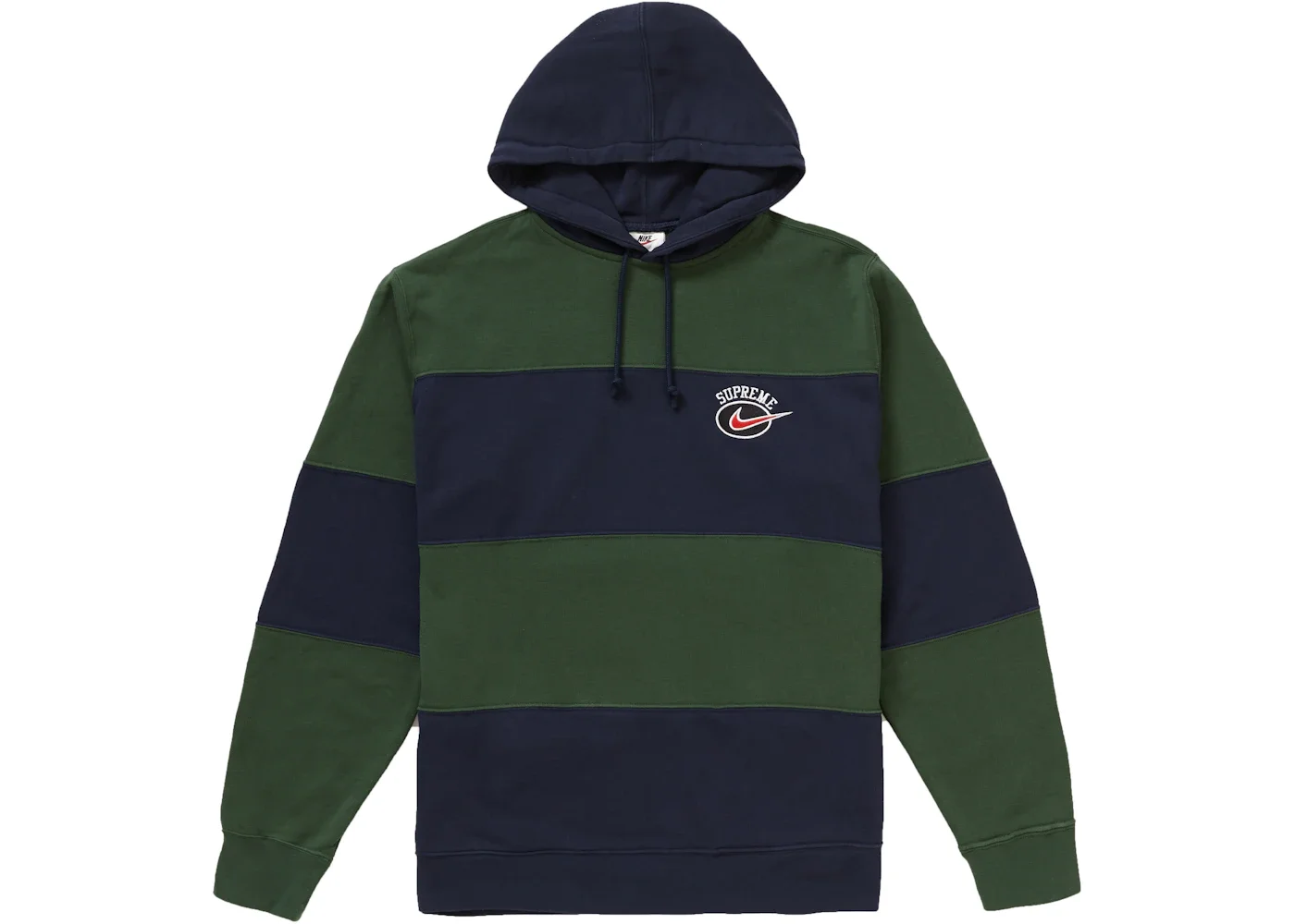 Supreme Nike Stripe Hooded Sweatshirt Navy - 1