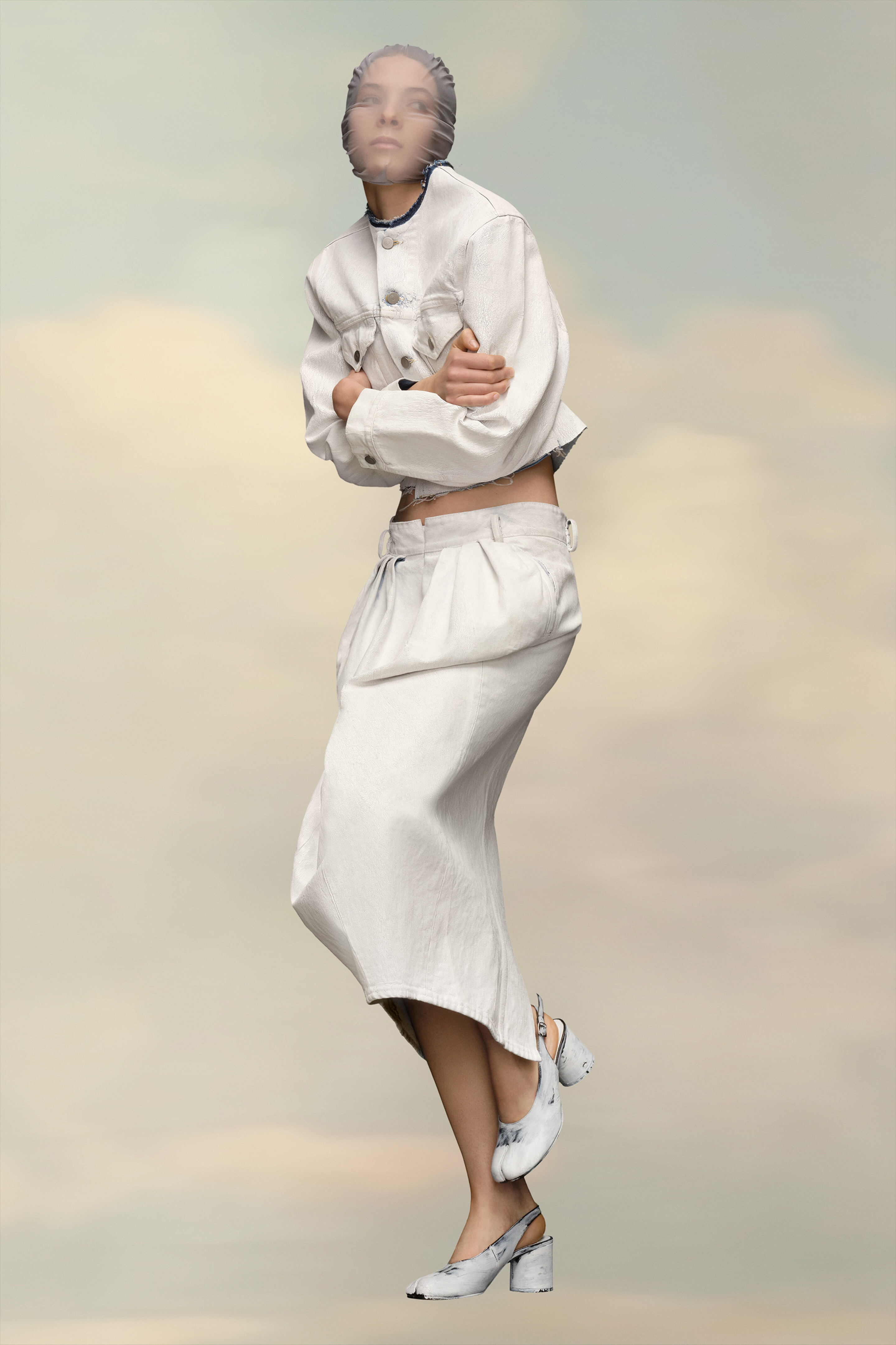 Denim Gathered Skirt - 3