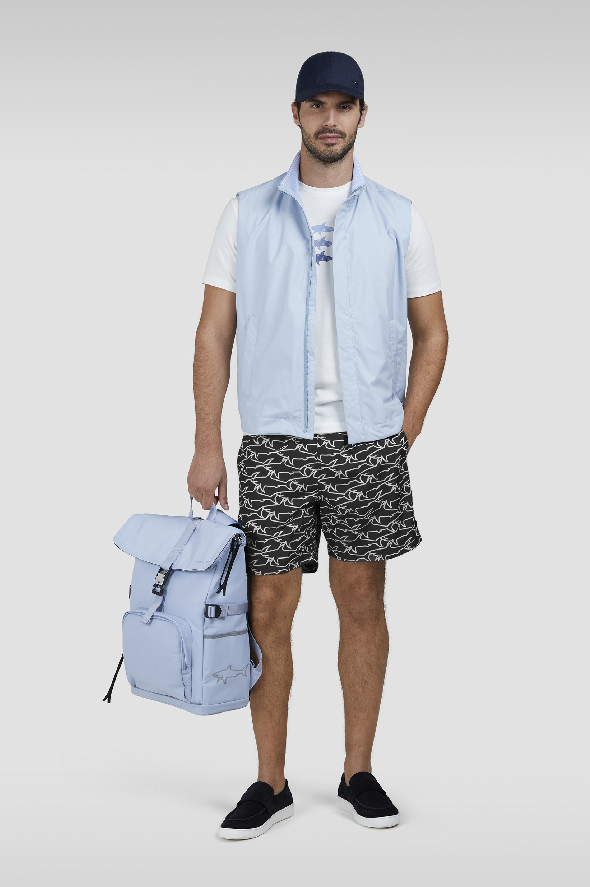 SWIM SHORTS WITH ALL-OVER SHARK PRINT - 2