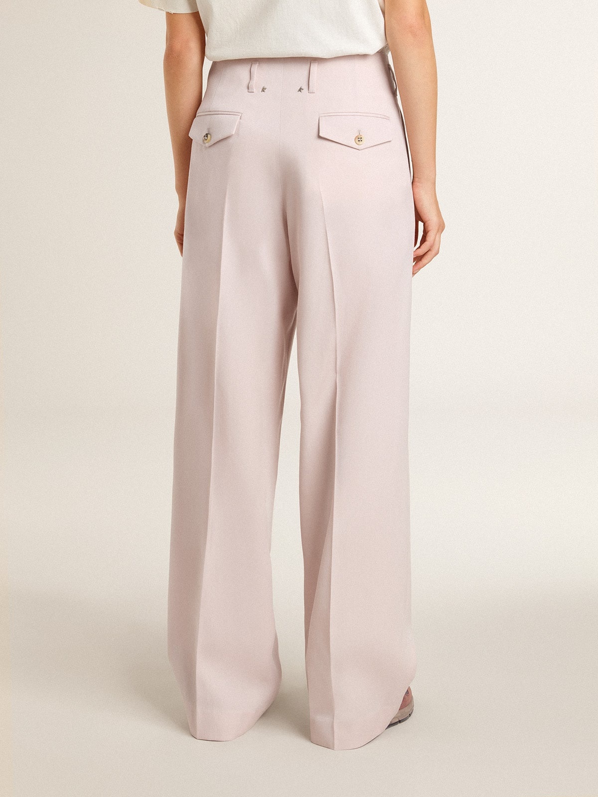 Women's pants in pink tailored wool fabric - 4