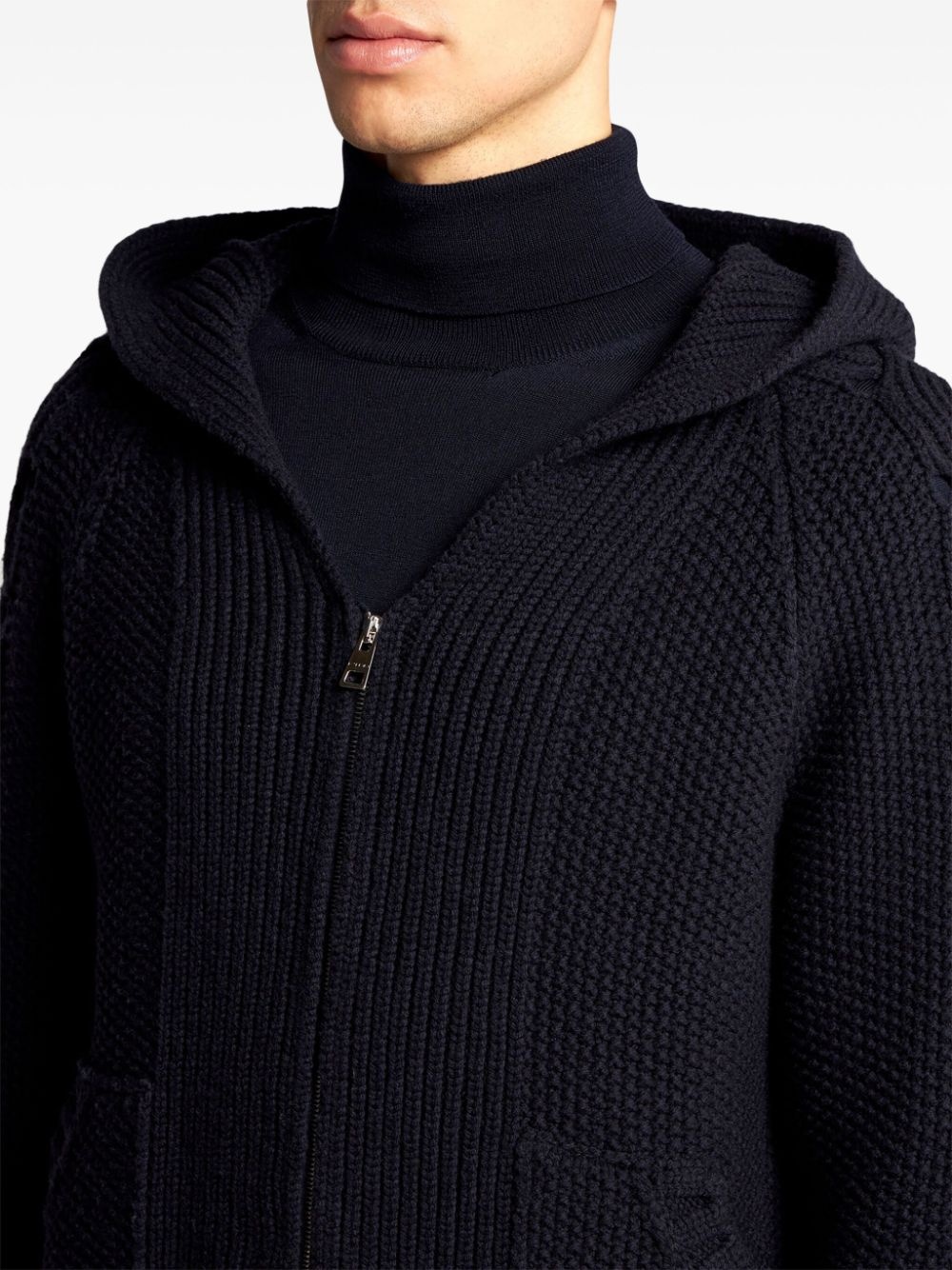 hooded cable-knit cardigan - 5