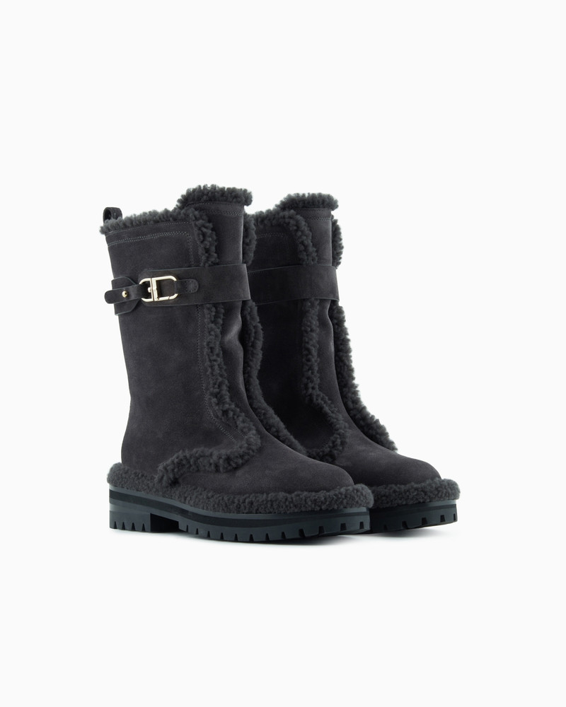 GIORGIO ARMANI NEVE SUEDE AND SHEARLING SHEEPSKIN ANKLE BOOTS 2