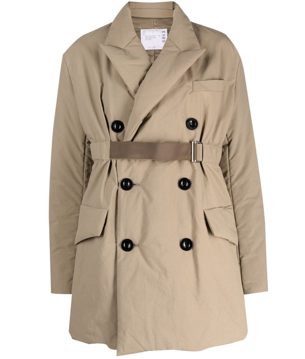 double-breasted padded trench coat - 1