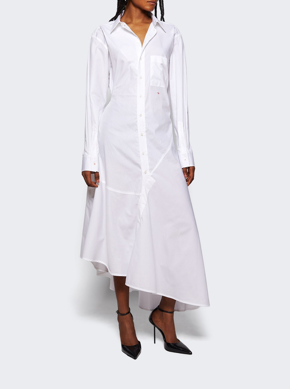 Panelled Shirt Dress White - 2