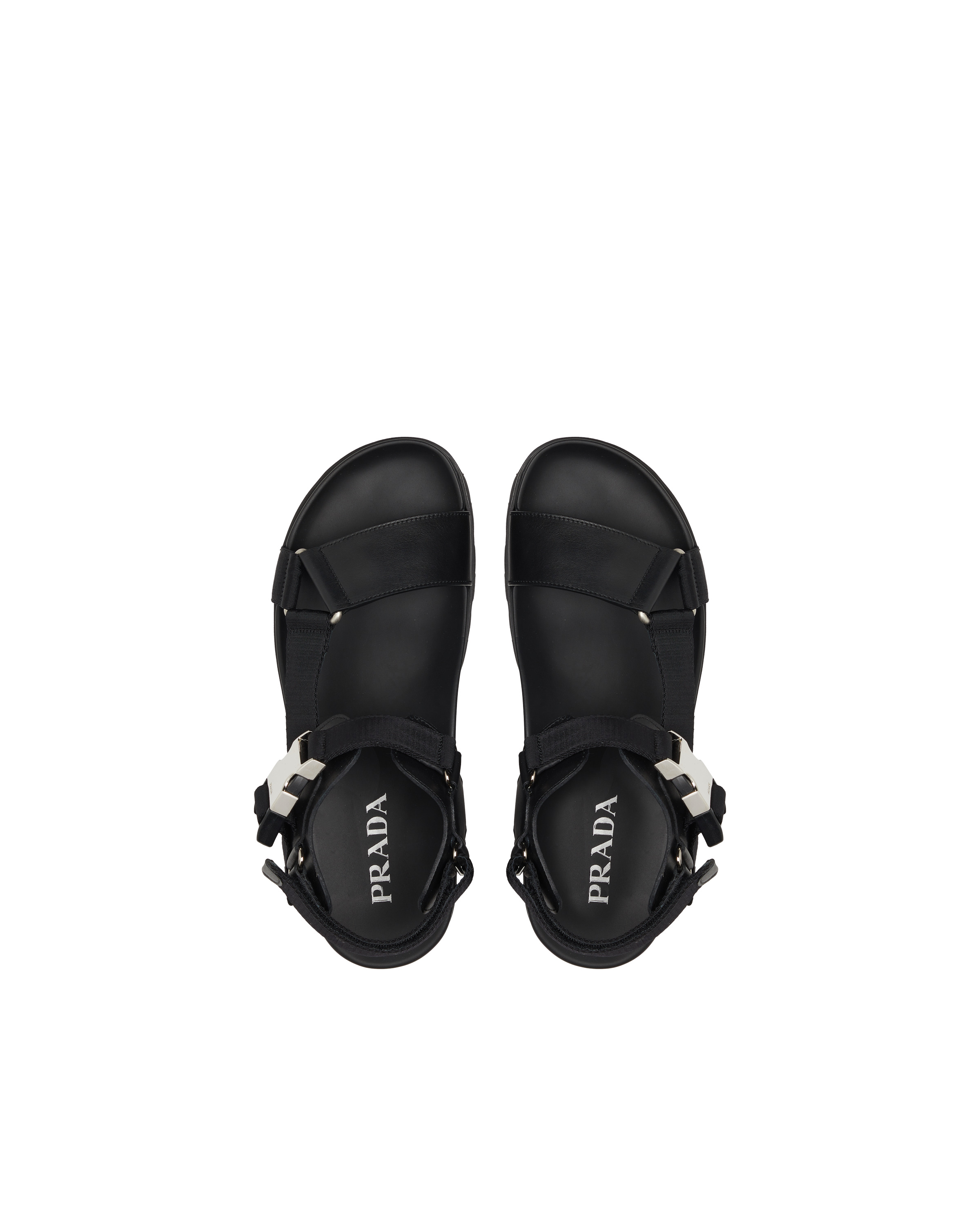 Sporty leather and Re-Nylon tape sandals - 4