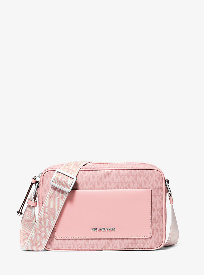Jet Set Large Signature Logo Print Woven Crossbody Bag 1