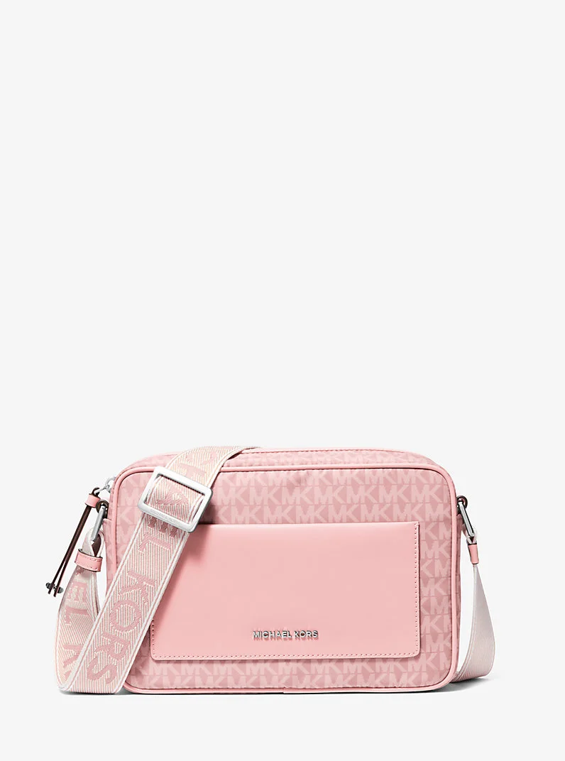 Jet Set Large Signature Logo Print Woven Crossbody Bag - 1