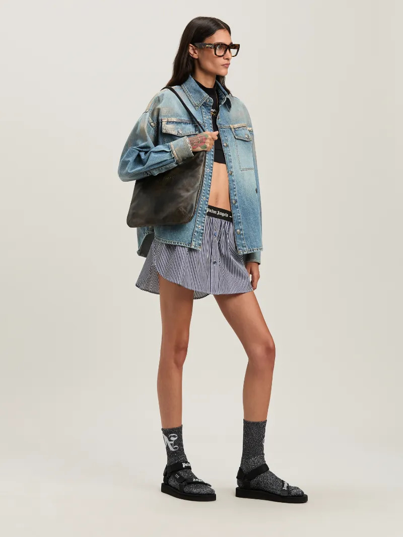 Metal brushed cargo denim pants - 2