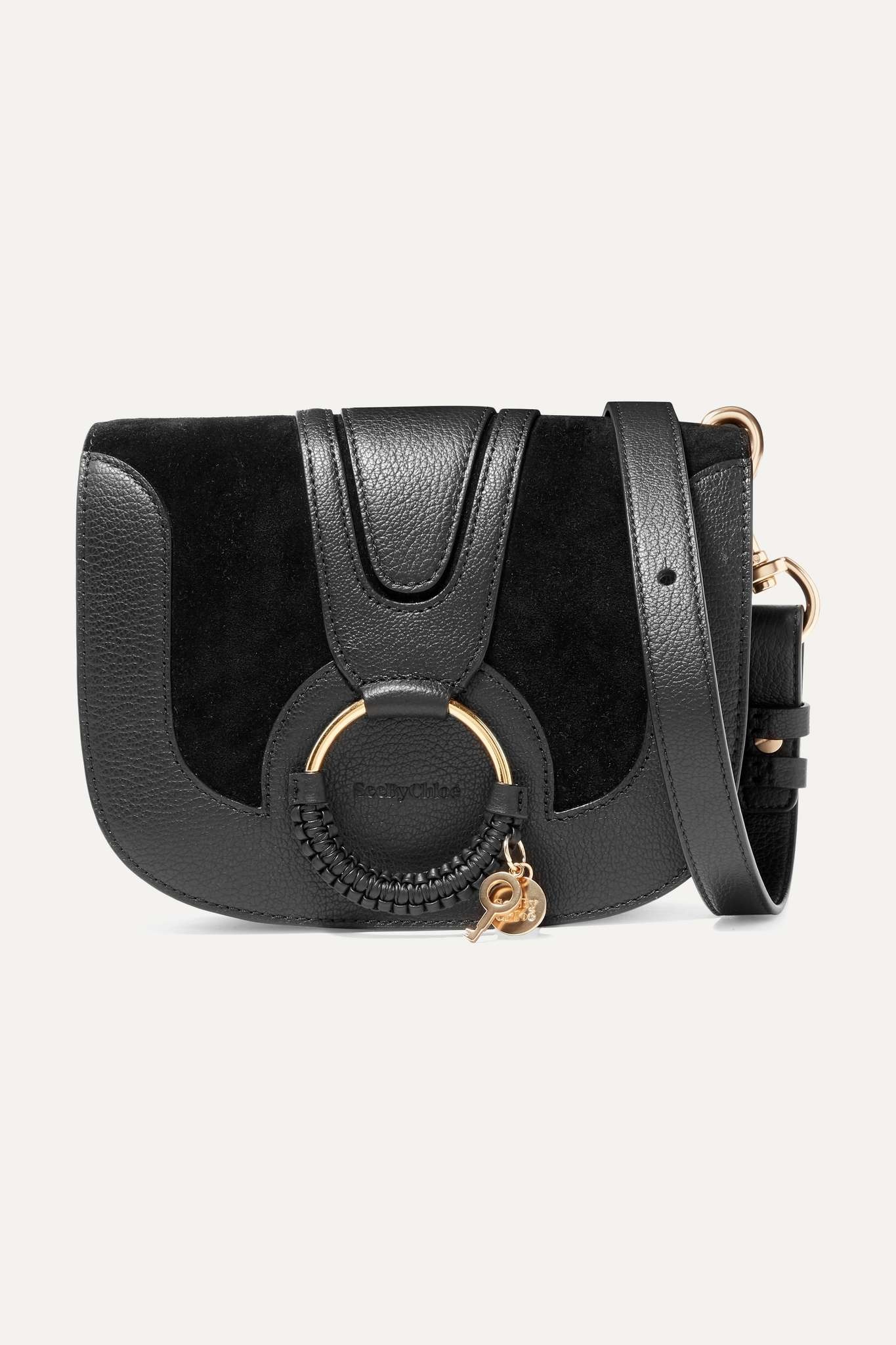 Hana small textured-leather and suede shoulder bag - 1