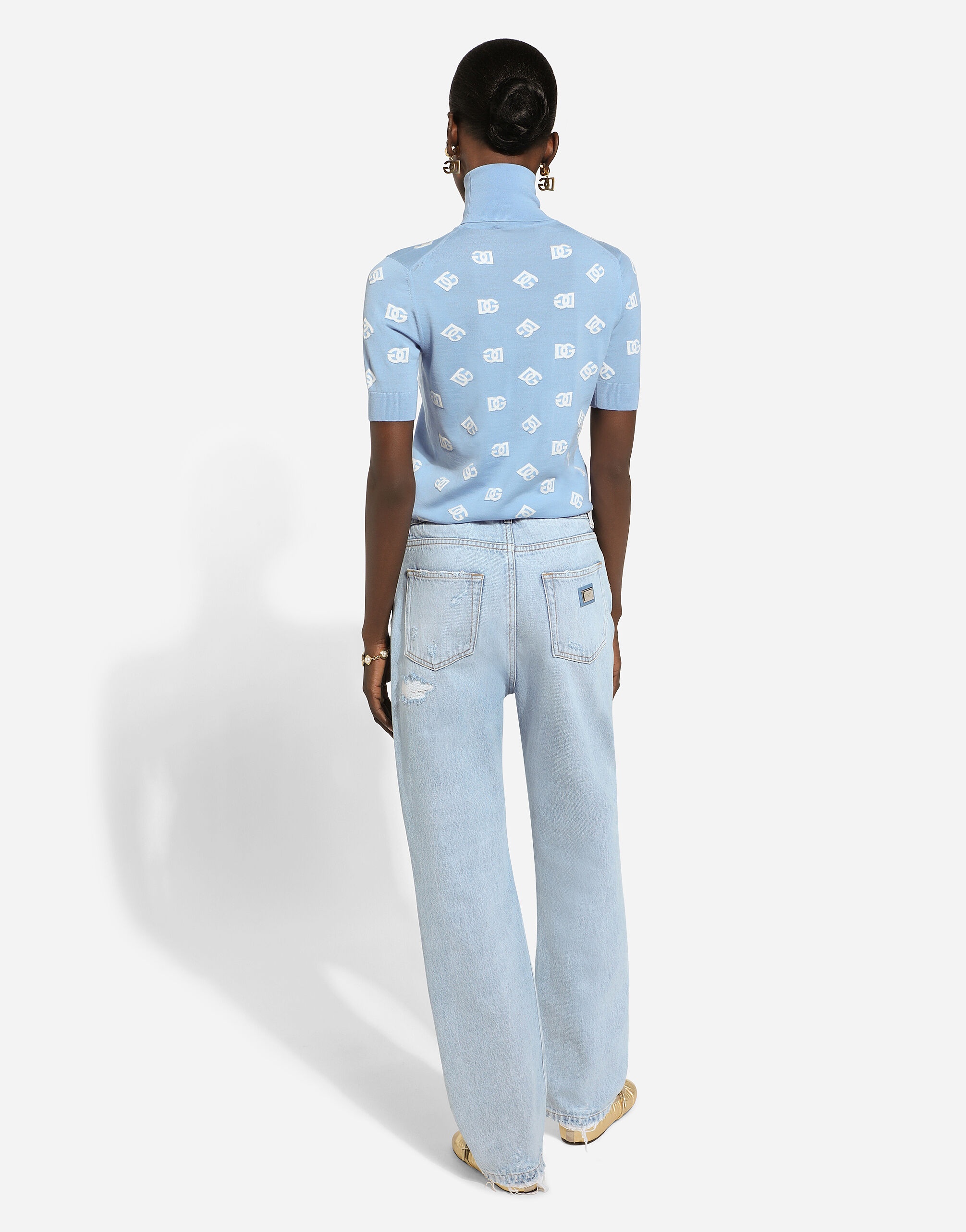Cotton denim boyfriend jeans with rips - 3