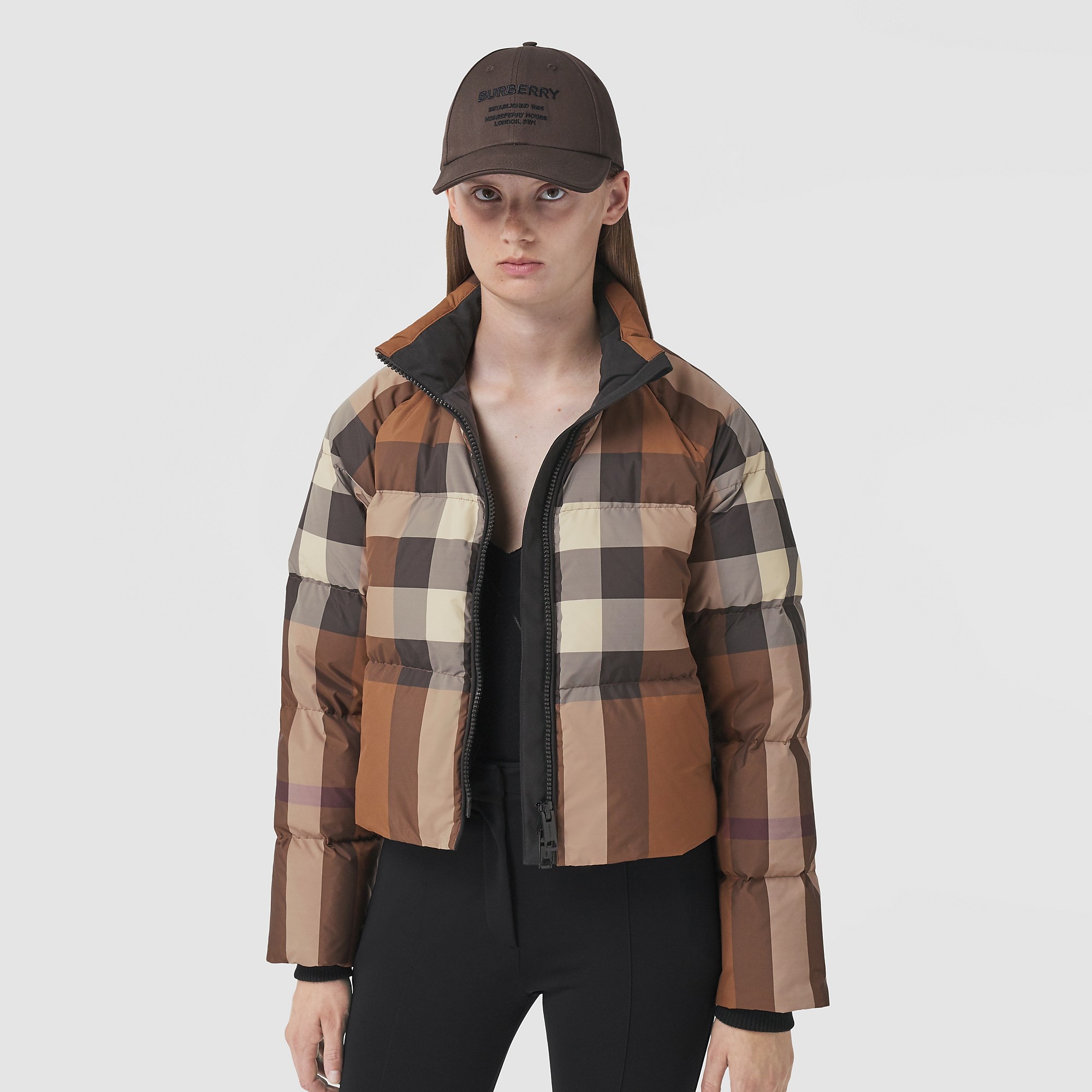 Check Cropped Puffer Jacket - 5