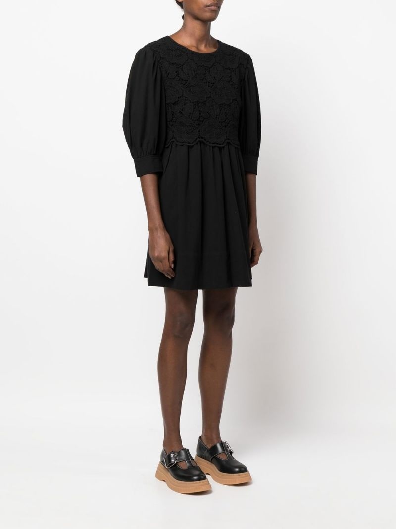 lace embroidered shift dress - 3