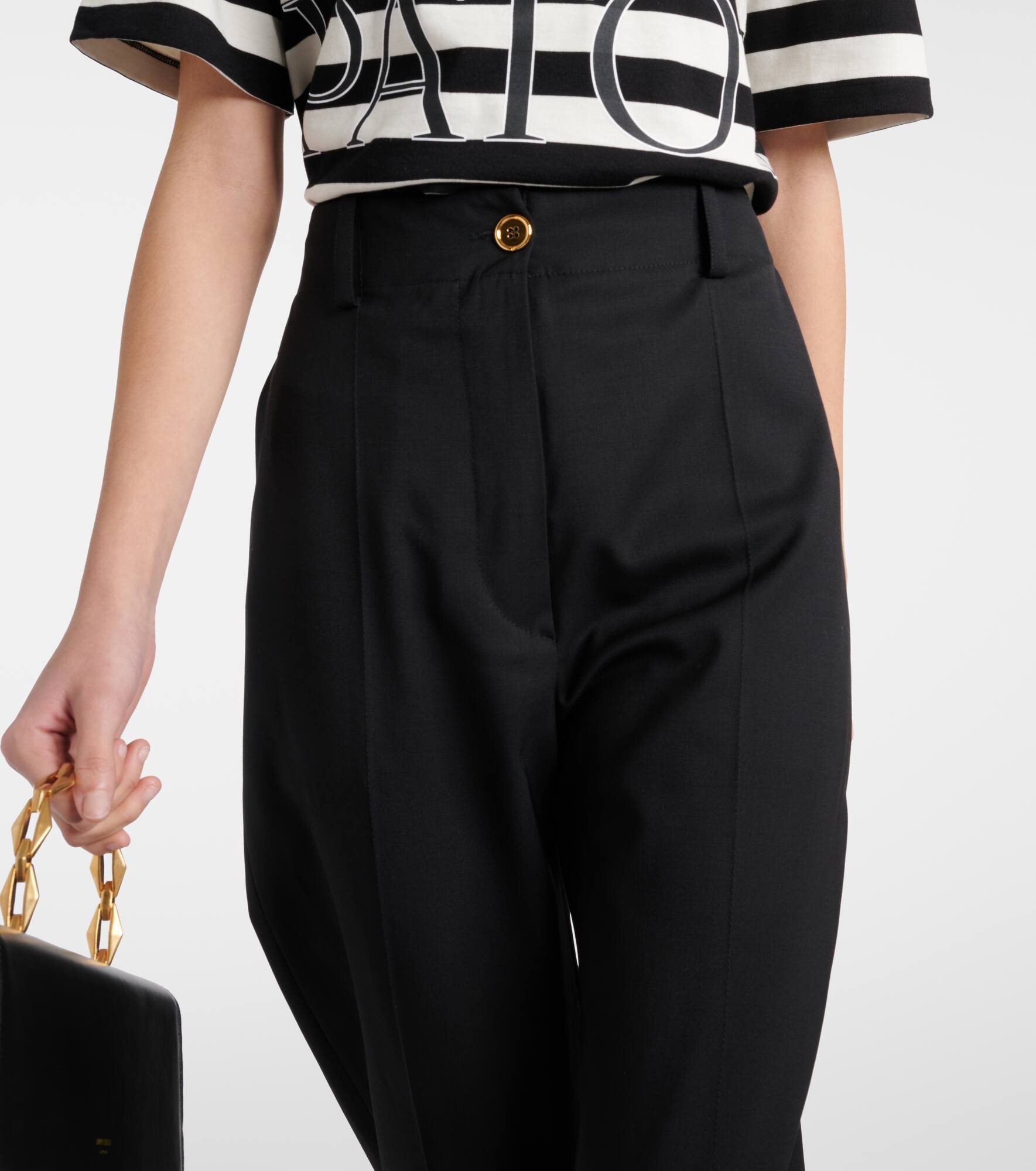 Mid-rise wool-blend straight pants - 4