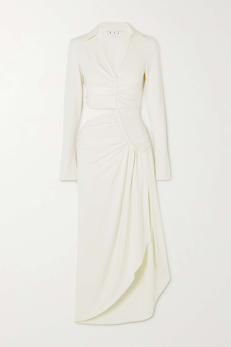 Asymmetric cutout ruched stretch-jersey dress - 1