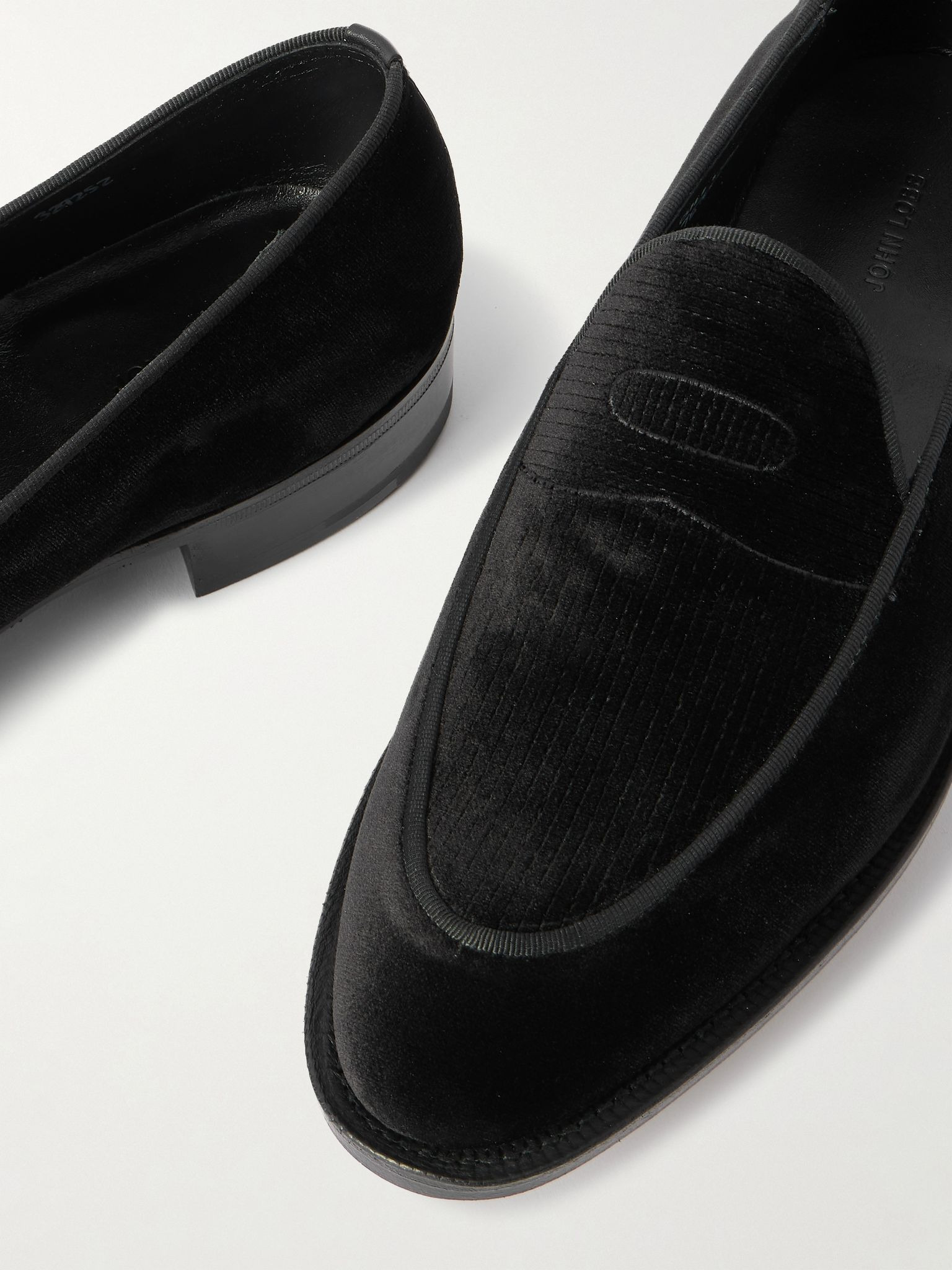 Bill Grosgrain and Leather-Trimmed Velvet Loafers Black - 5
