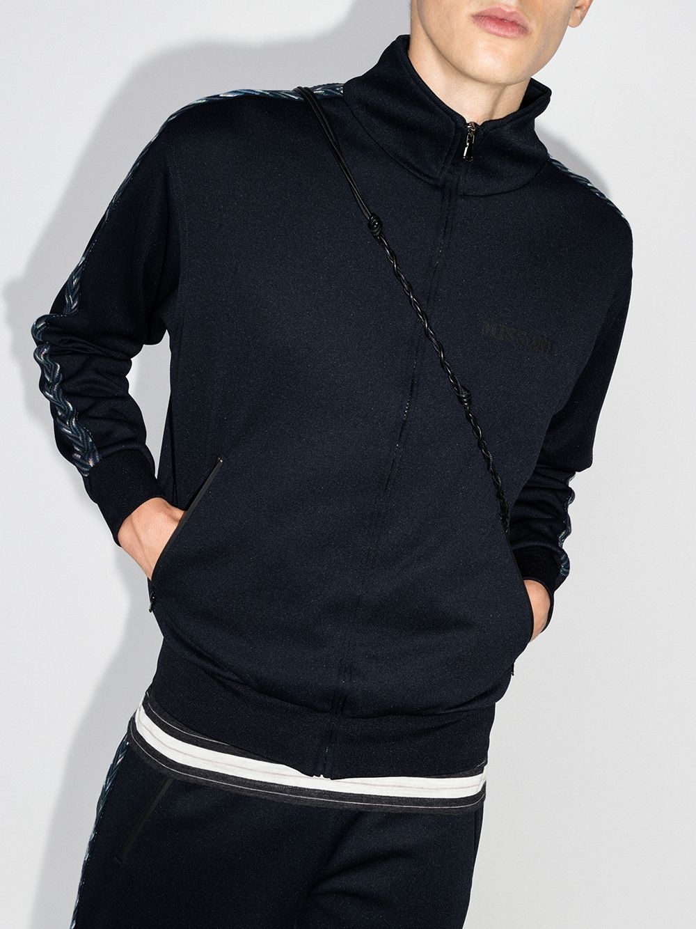 side panelled zip-up sweatshirt - 2