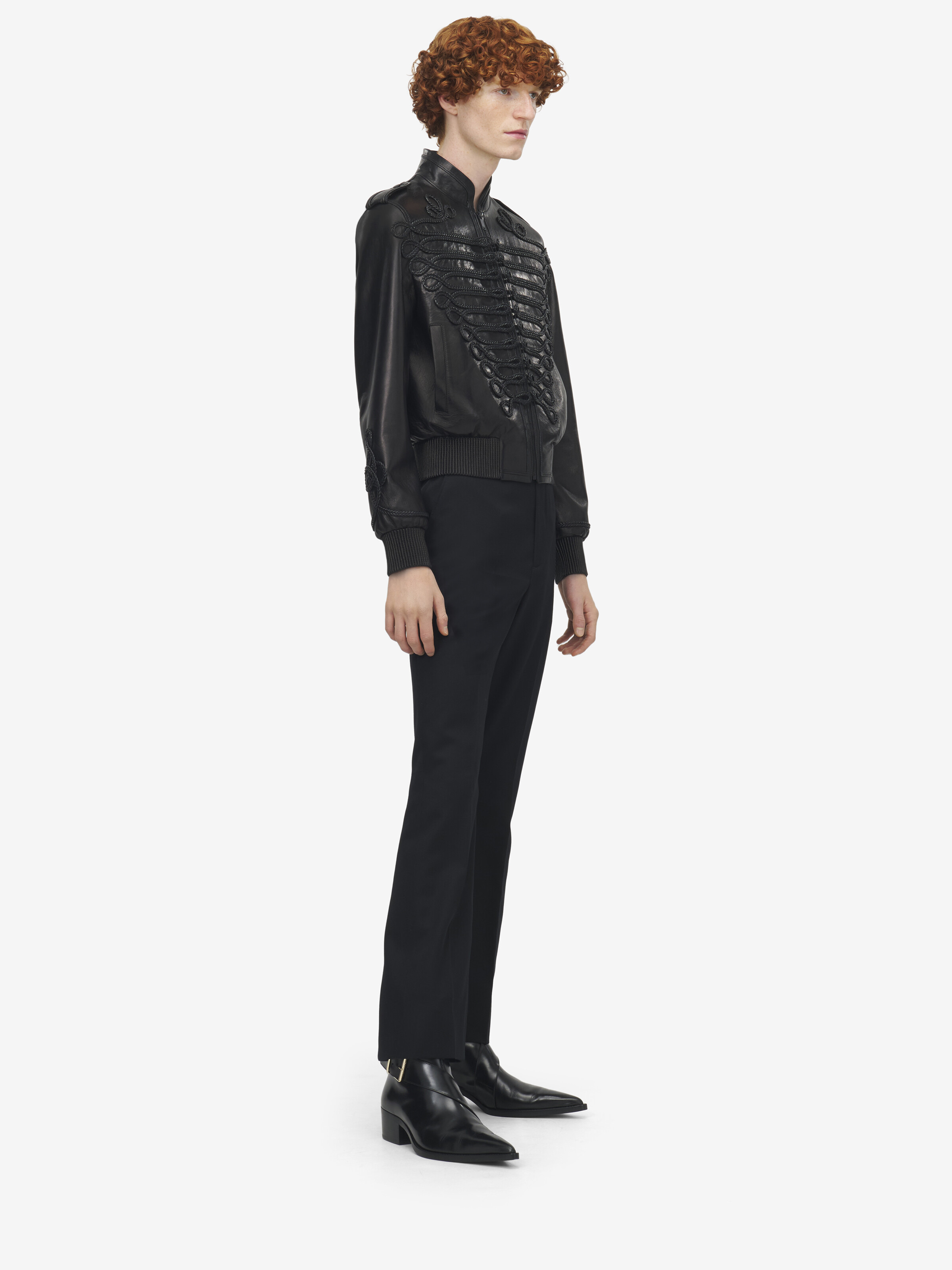 Frogging Embroidery Leather Jacket - 4