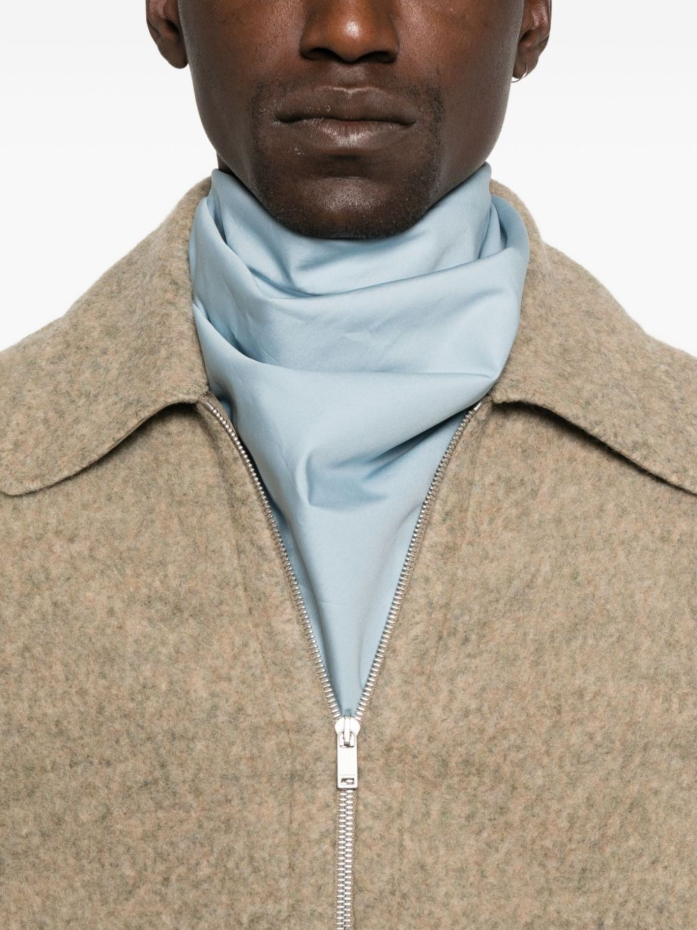 zip-fastening collared wool jacket - 5