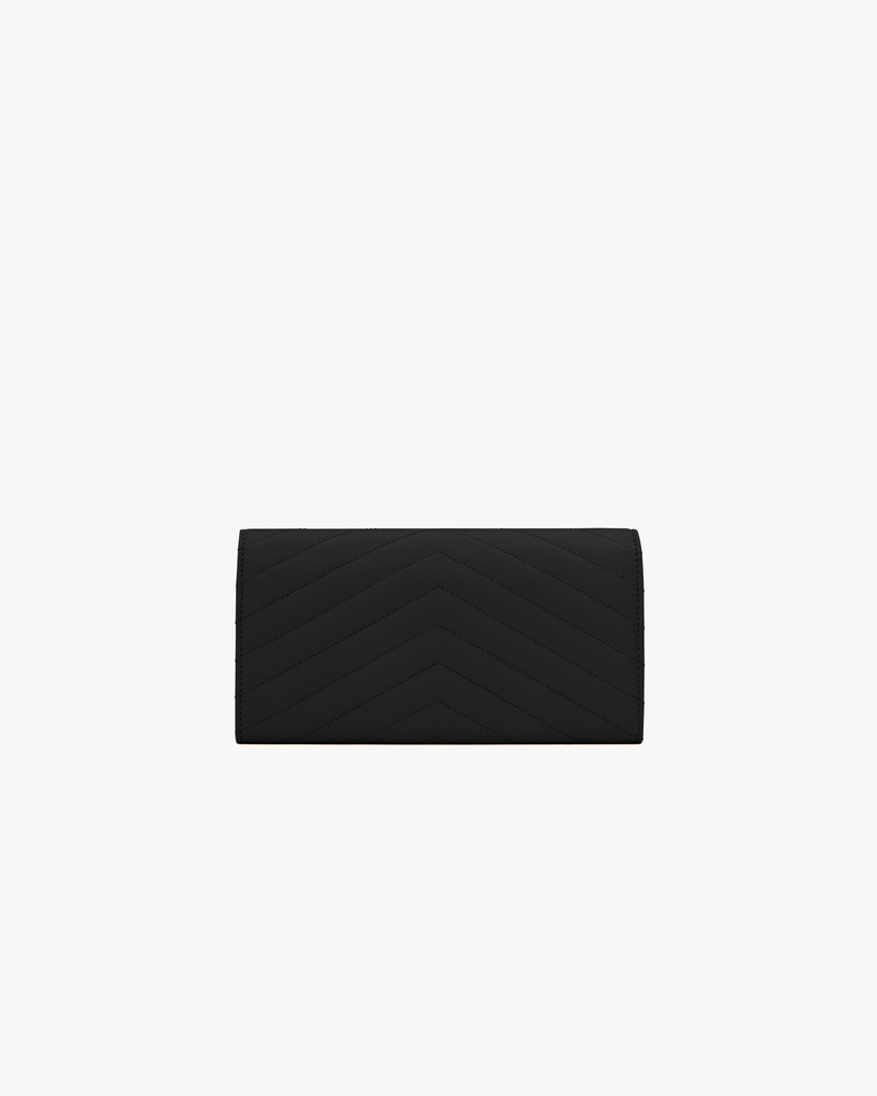 SAINT LAURENT CASSANDRE MATELASSÉ LARGE FLAP WALLET IN GRAIN DE POUDRE LEATHER outlook