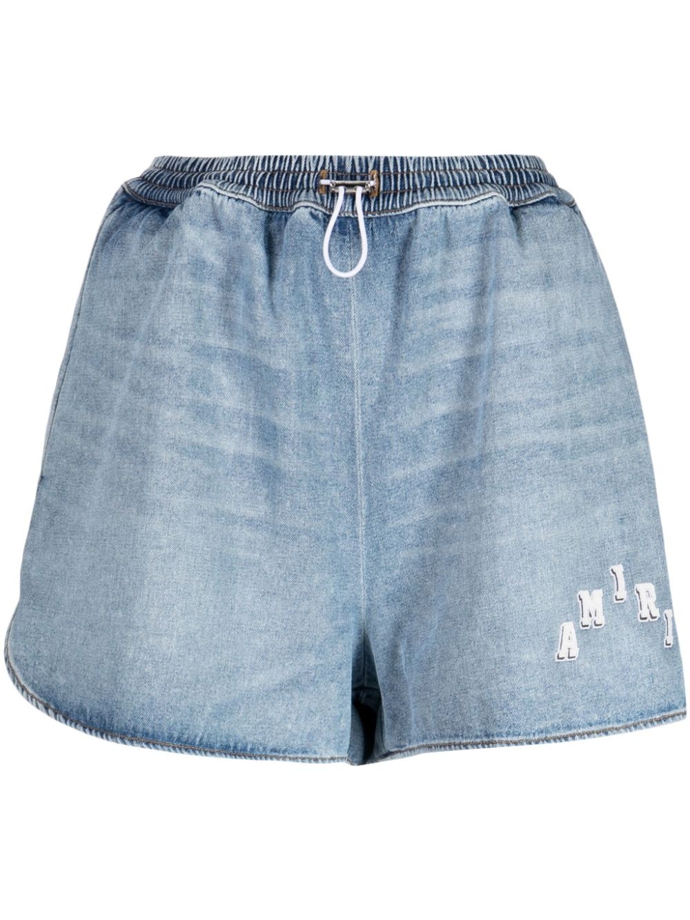 logo-print denim shorts - 1