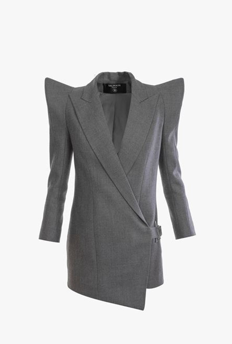 Gray wool asymmetrical jacket - 1