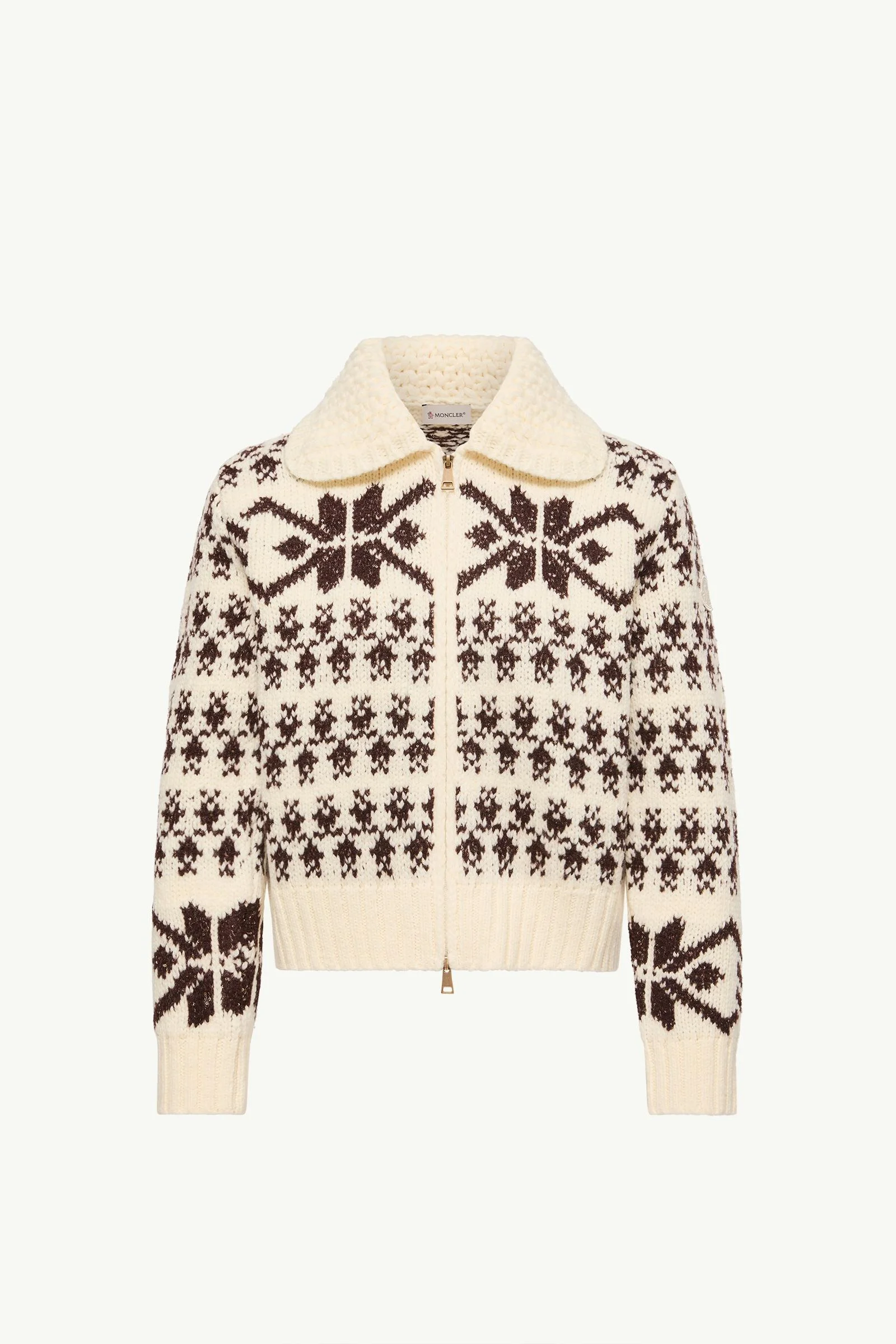 Jacquard Sequin Zip-Up Cardigan - 1