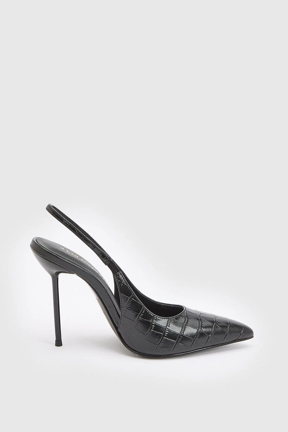 Croc Leather Slingback Heeled Shoe - 1