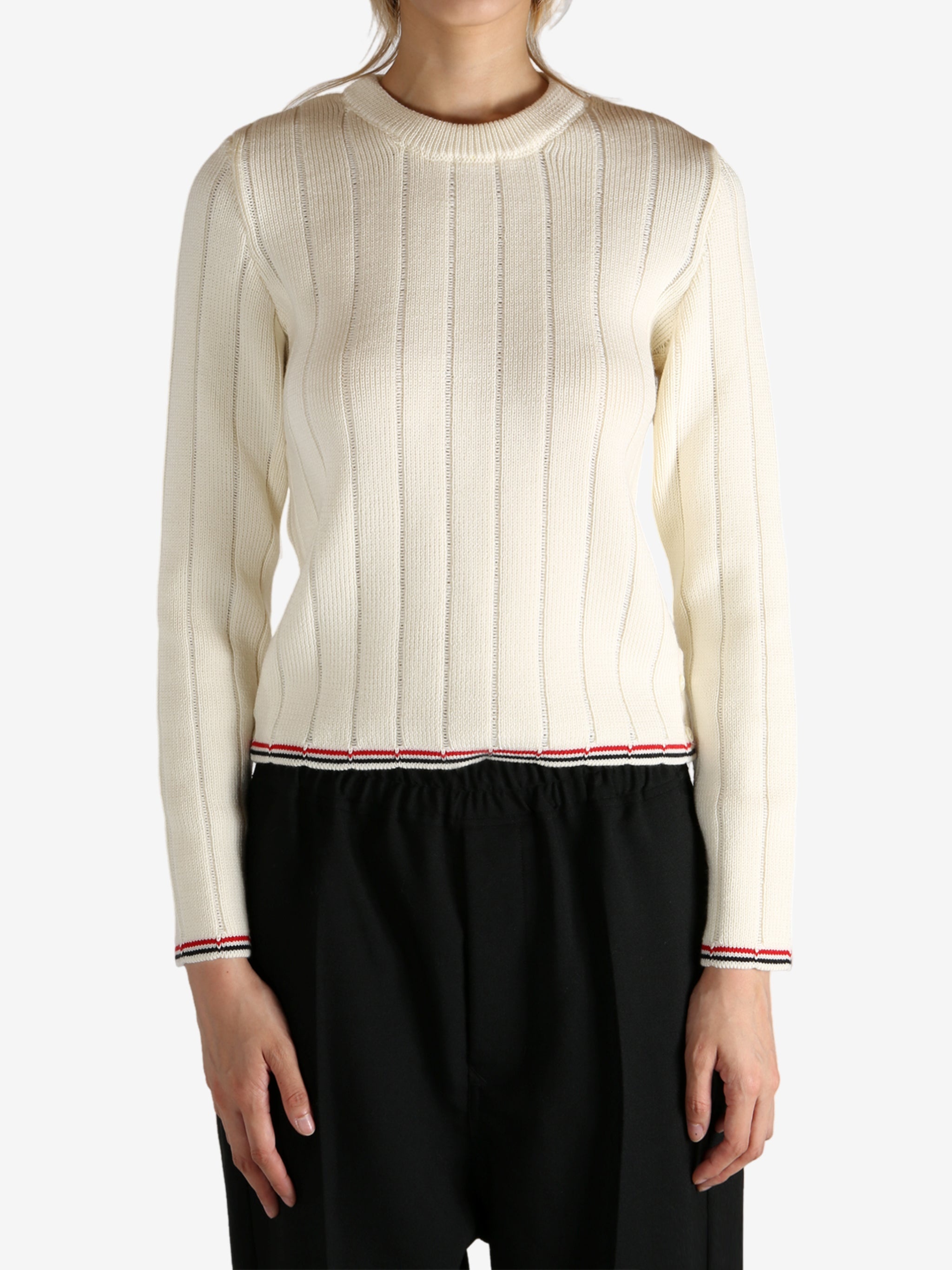 THOM BROWNE - Women Ladder Full Needle Rib Stitch Crew Neck Knitwear - 1